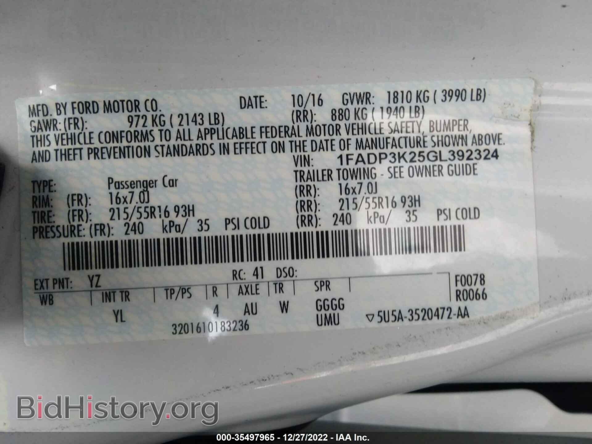 2016 FORD FOCUS - VIN: 1FADP3K25GL392324 - Photo 9