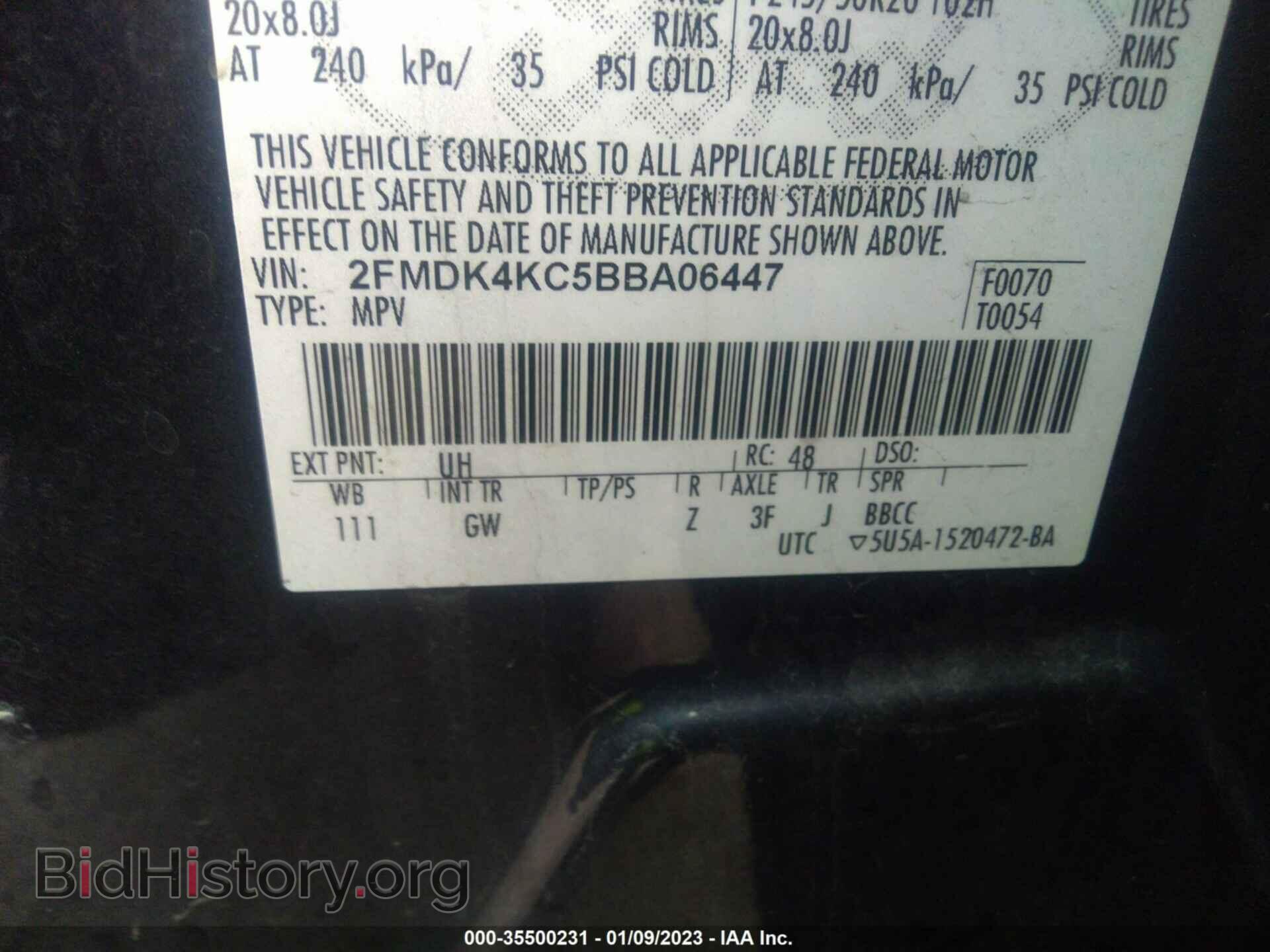 2011 FORD EDGE - VIN: 2FMDK4KC5BBA06447 - Фото 9