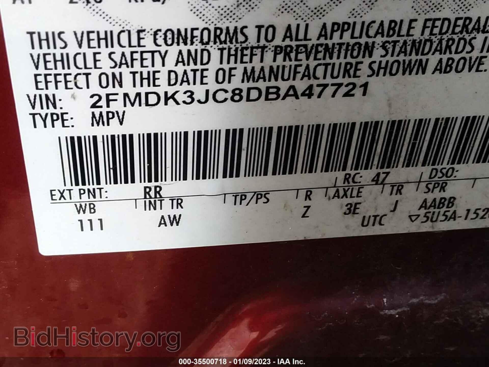 2013 FORD EDGE - VIN: 2FMDK3JC8DBA47721 - Фото 9