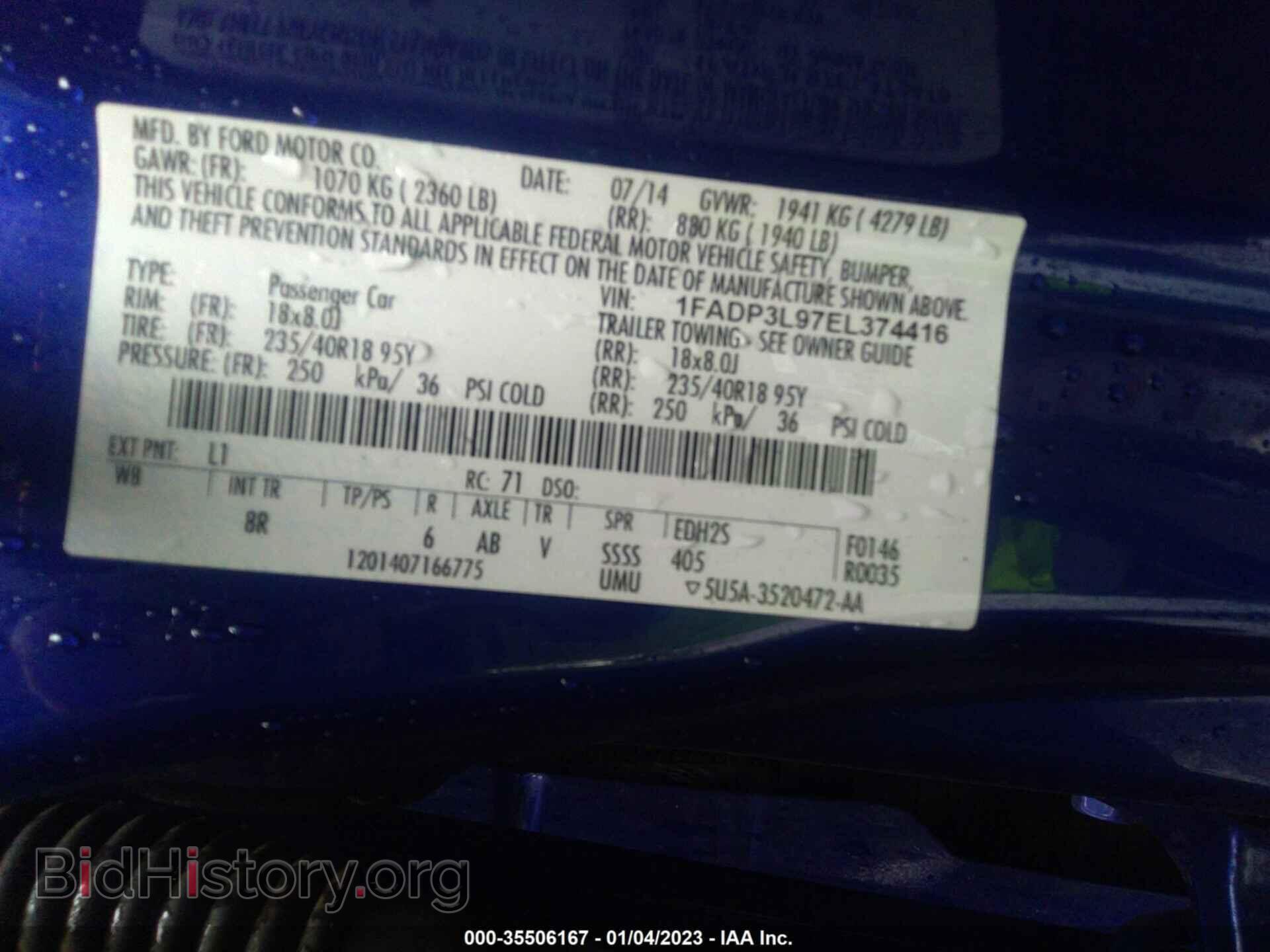 2014 FORD FOCUS - VIN: 1FADP3L97EL374416 - Фото 9
