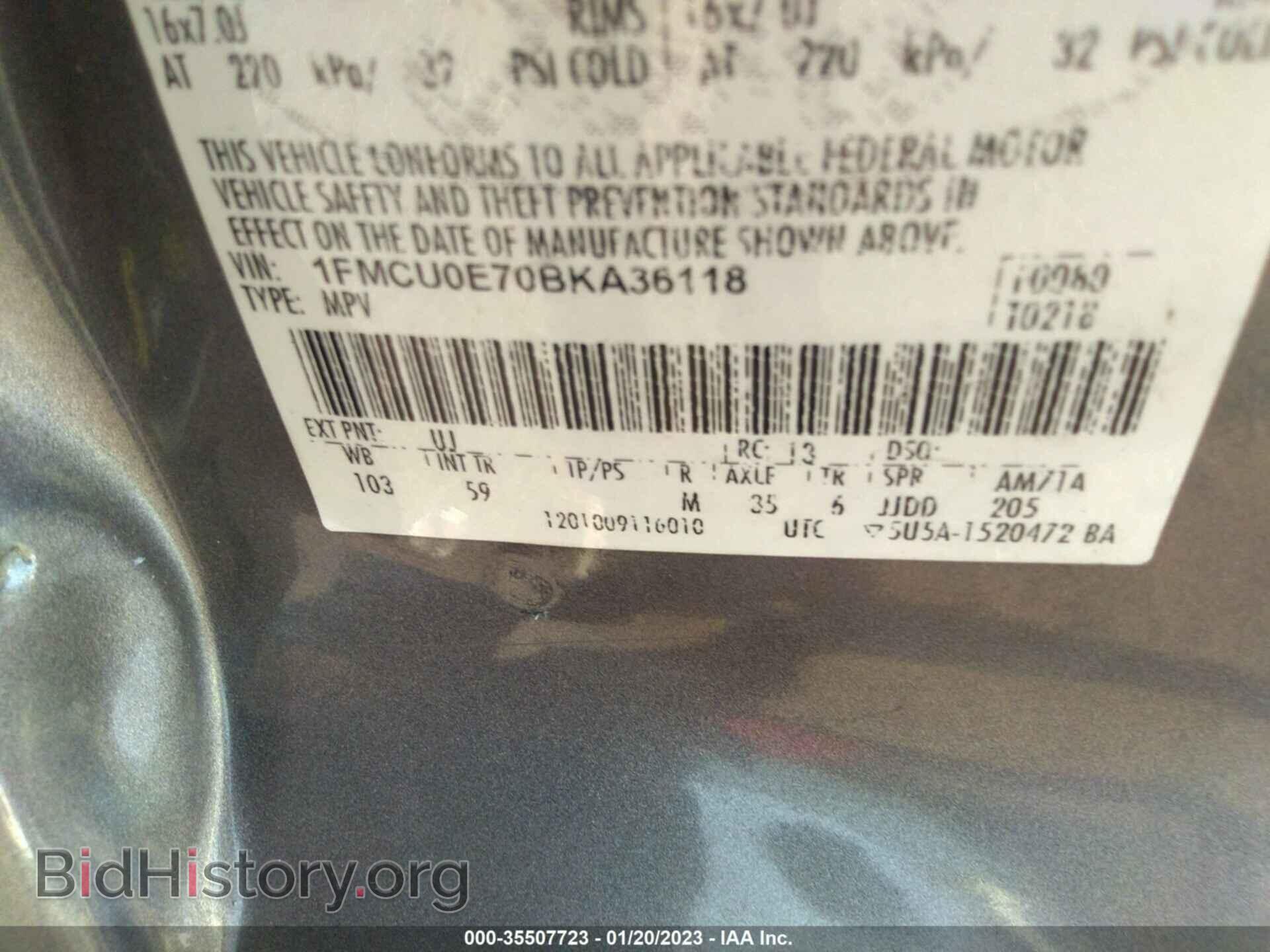 2011 FORD ESCAPE - VIN: 1FMCU0E70BKA36118 - Фото 9