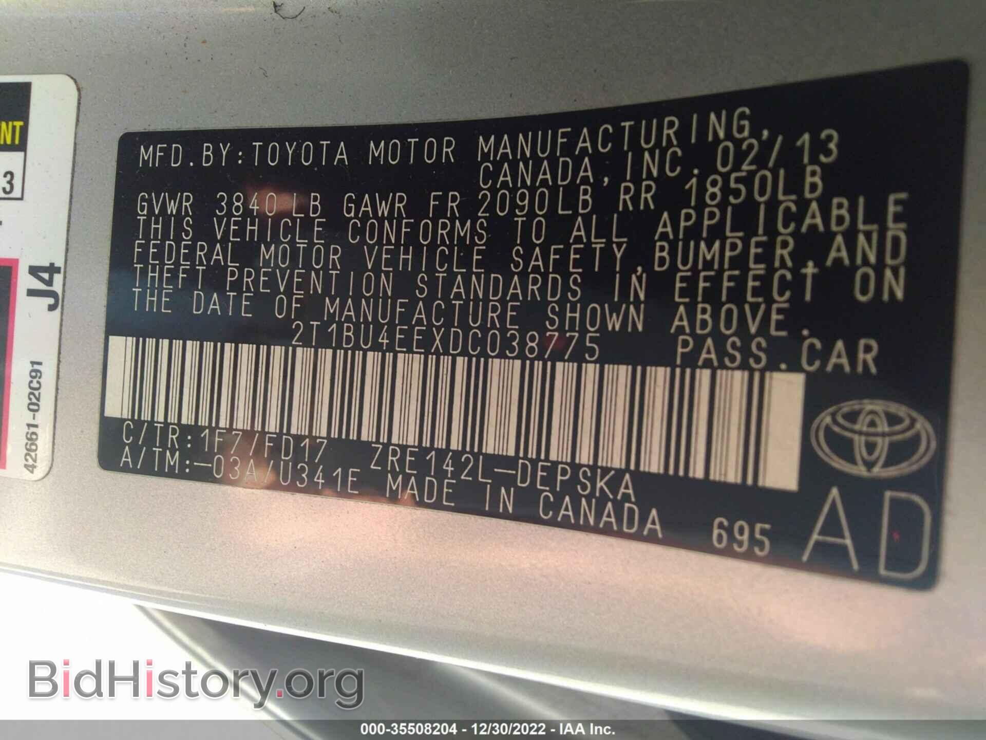 2013 TOYOTA COROLLA - VIN: 2T1BU4EEXDC038775 - Фото 9