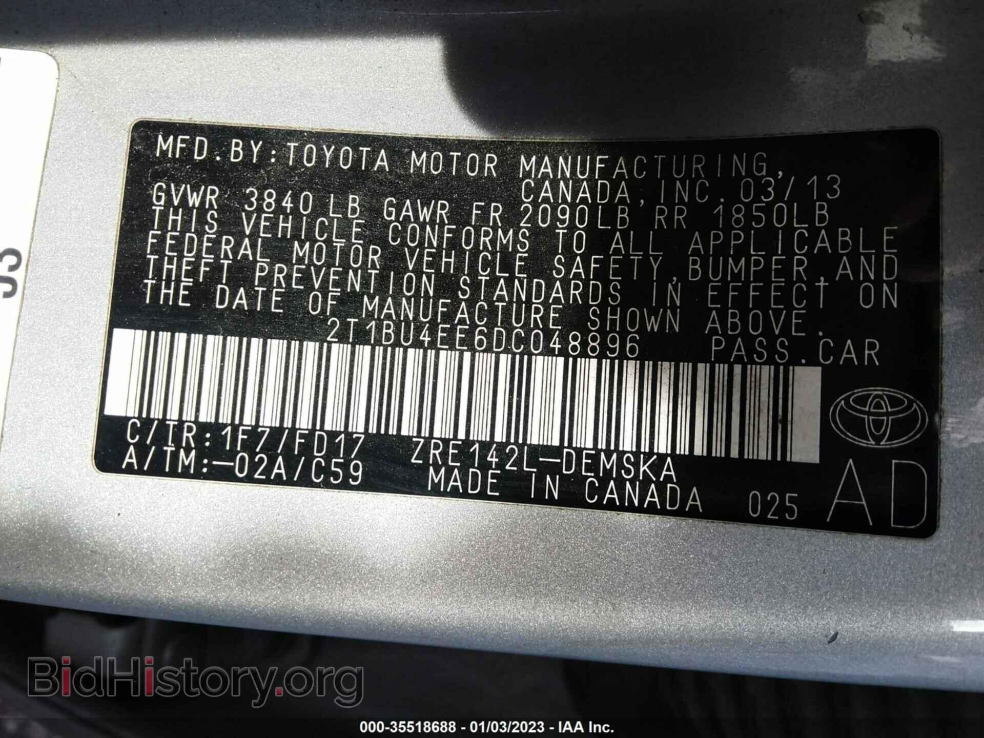 2013 TOYOTA COROLLA - VIN: 2T1BU4EE6DC048896 - Фото 9