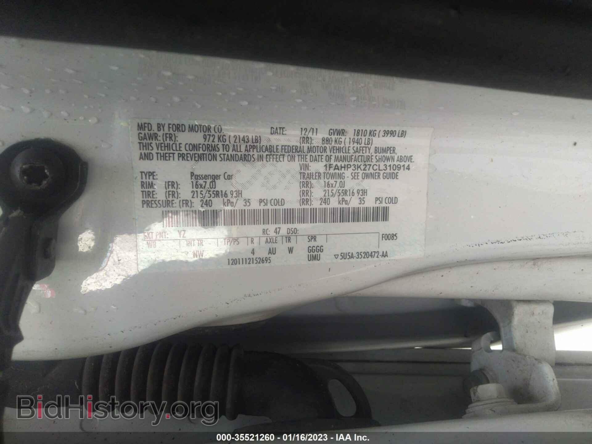 2012 FORD FOCUS - VIN: 1FAHP3K27CL310914 - Фото 9