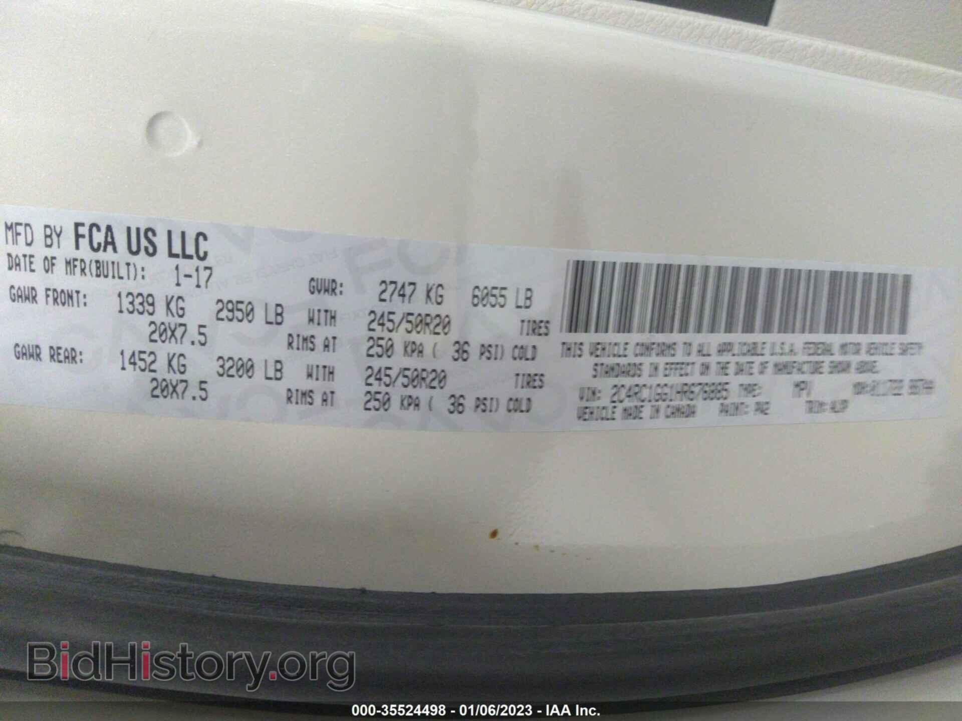 2017 CHRYSLER PACIFICA - VIN: 2C4RC1GG1HR676885 - Photo 9