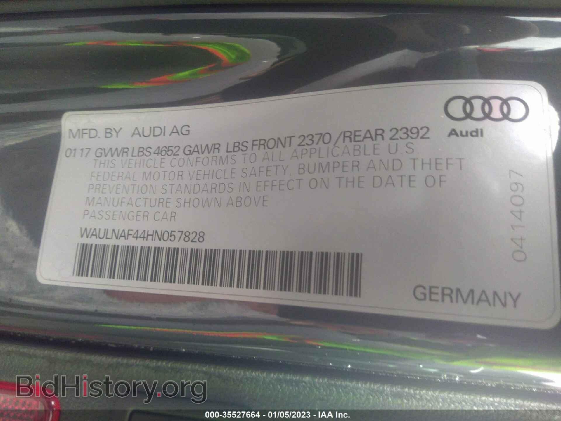2017 AUDI A4 - VIN: WAULNAF44HN057828 - Фото 9