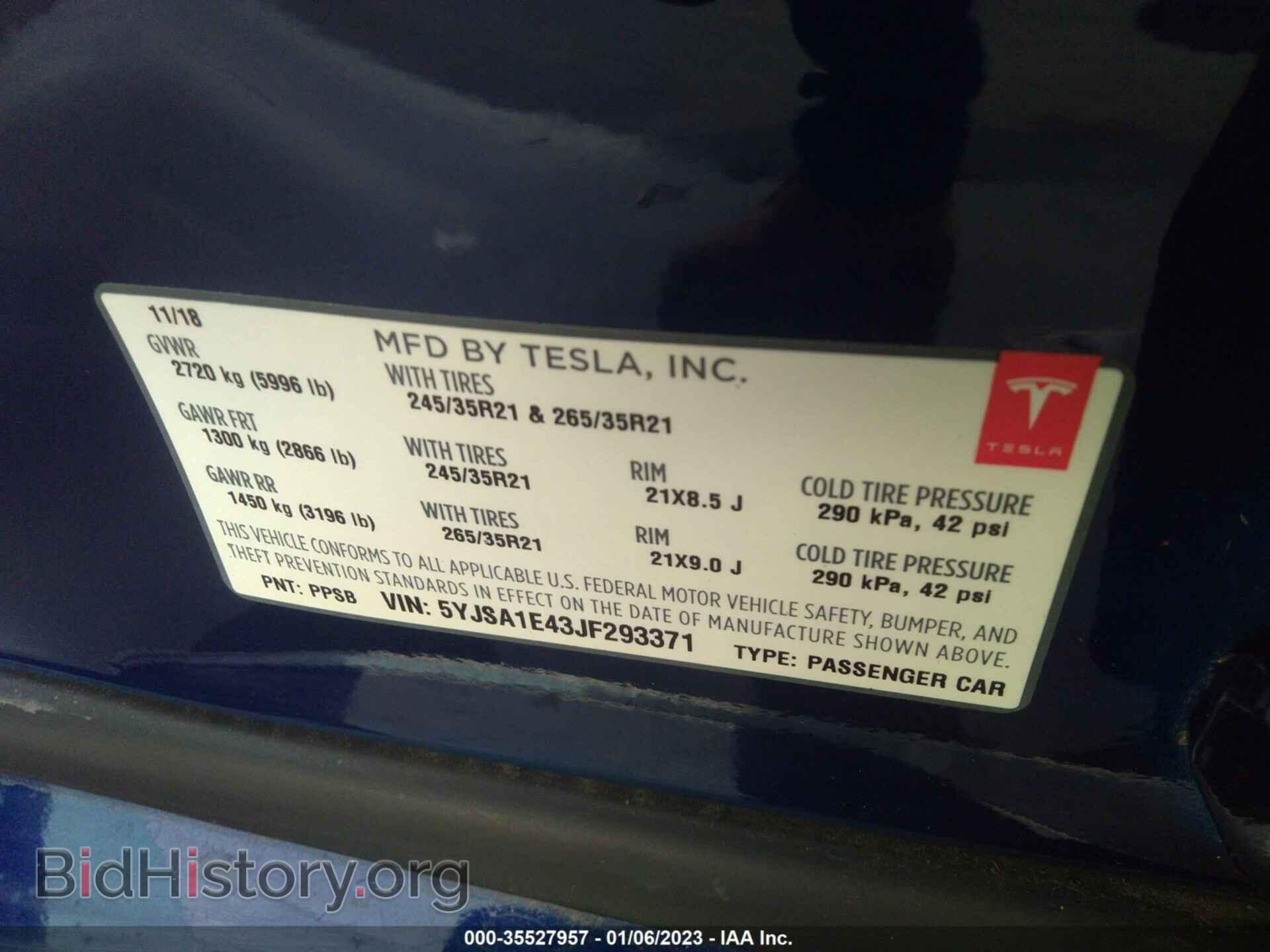 2018 TESLA MODEL S - VIN: 5YJSA1E43JF293371 - Фото 9