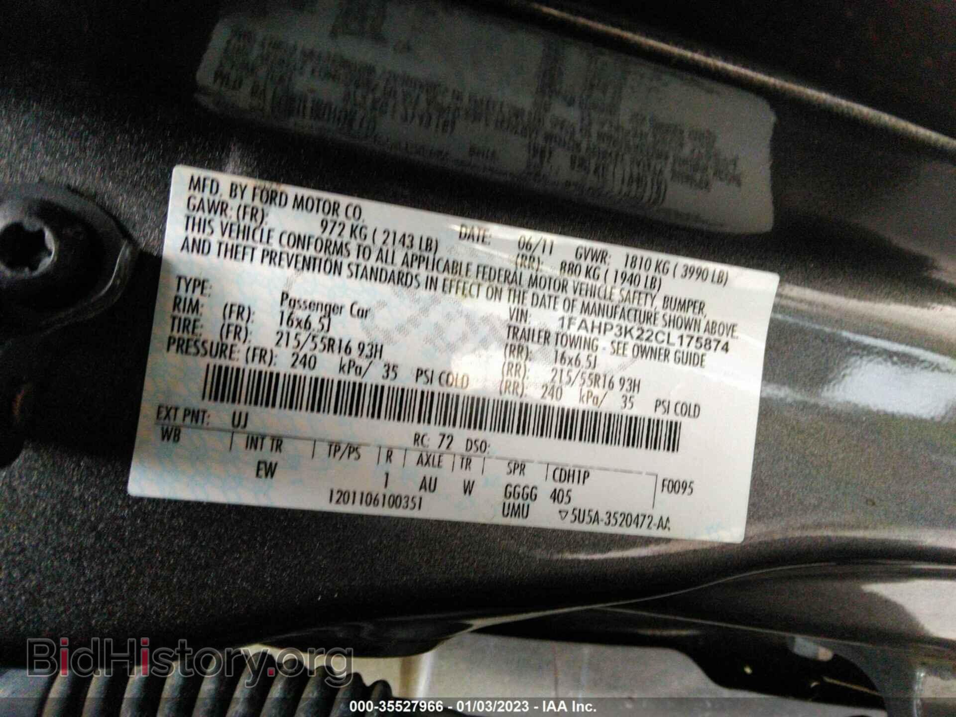 2012 FORD FOCUS - VIN: 1FAHP3K22CL175874 - Фото 9