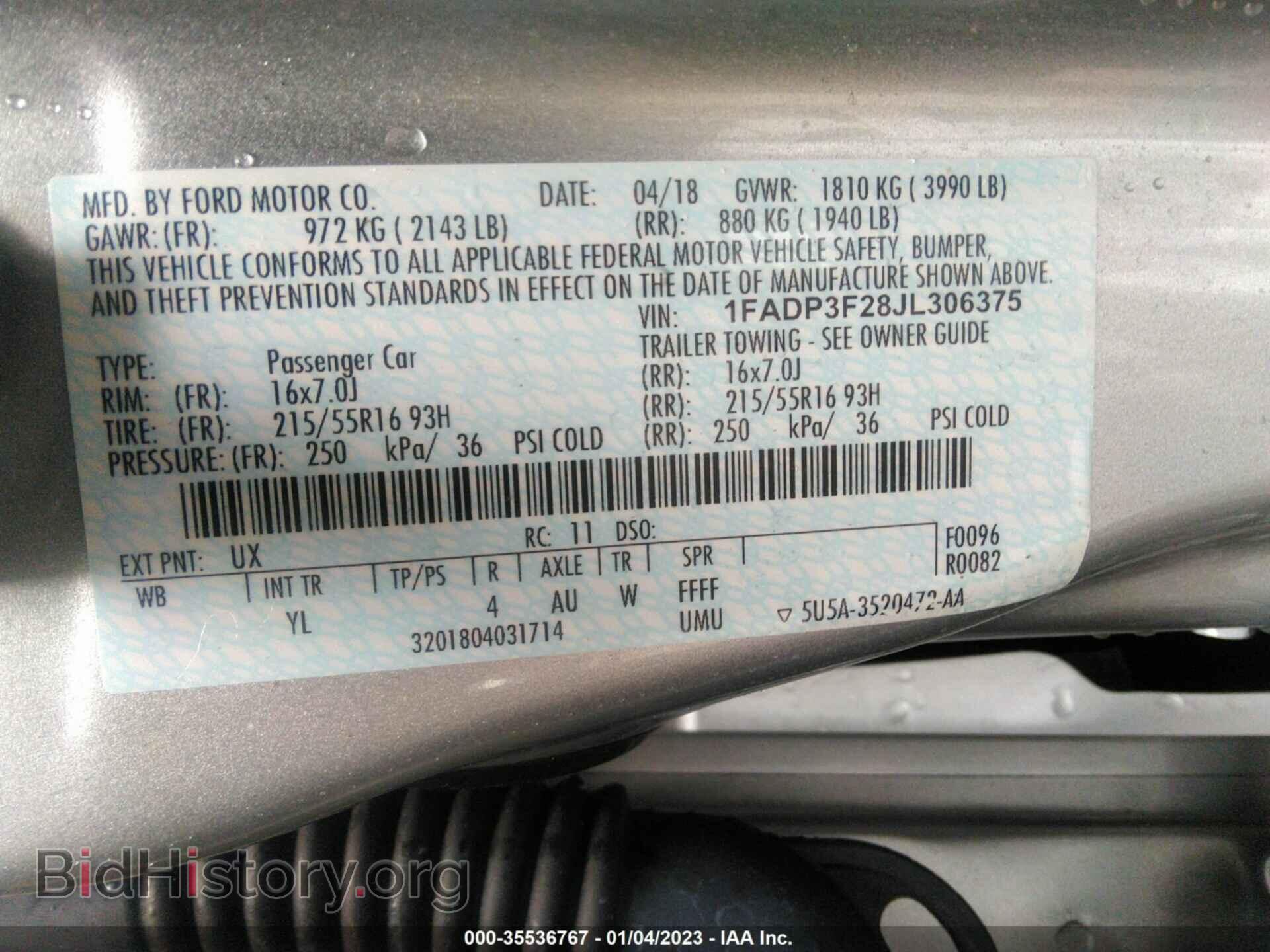 2018 FORD FOCUS - VIN: 1FADP3F28JL306375 - Photo 9