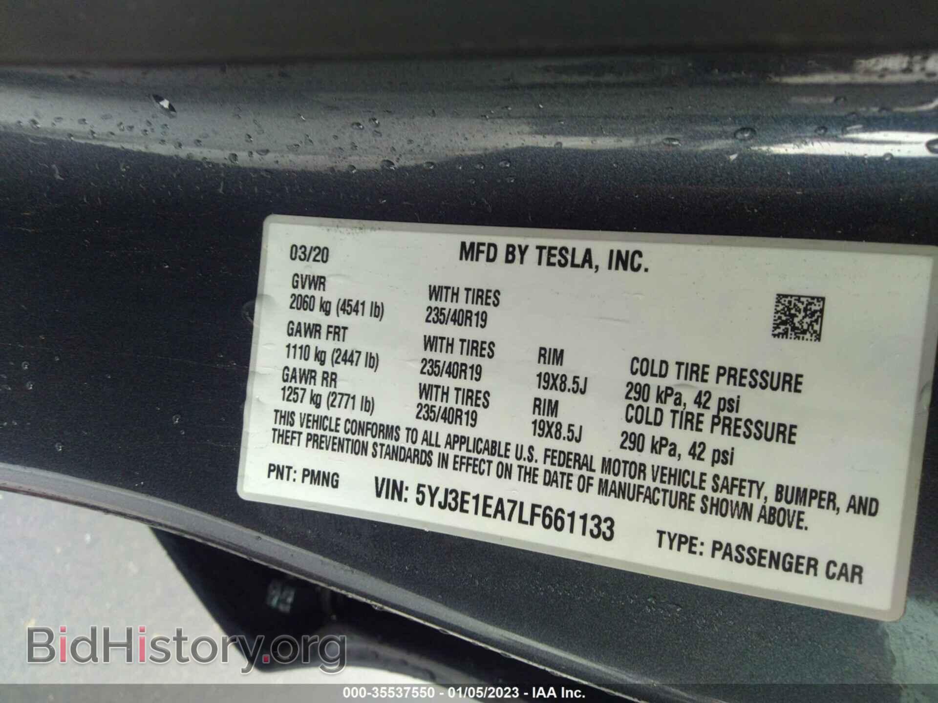 2020 TESLA MODEL 3 - VIN: 5YJ3E1EA7LF661133 - Фото 9