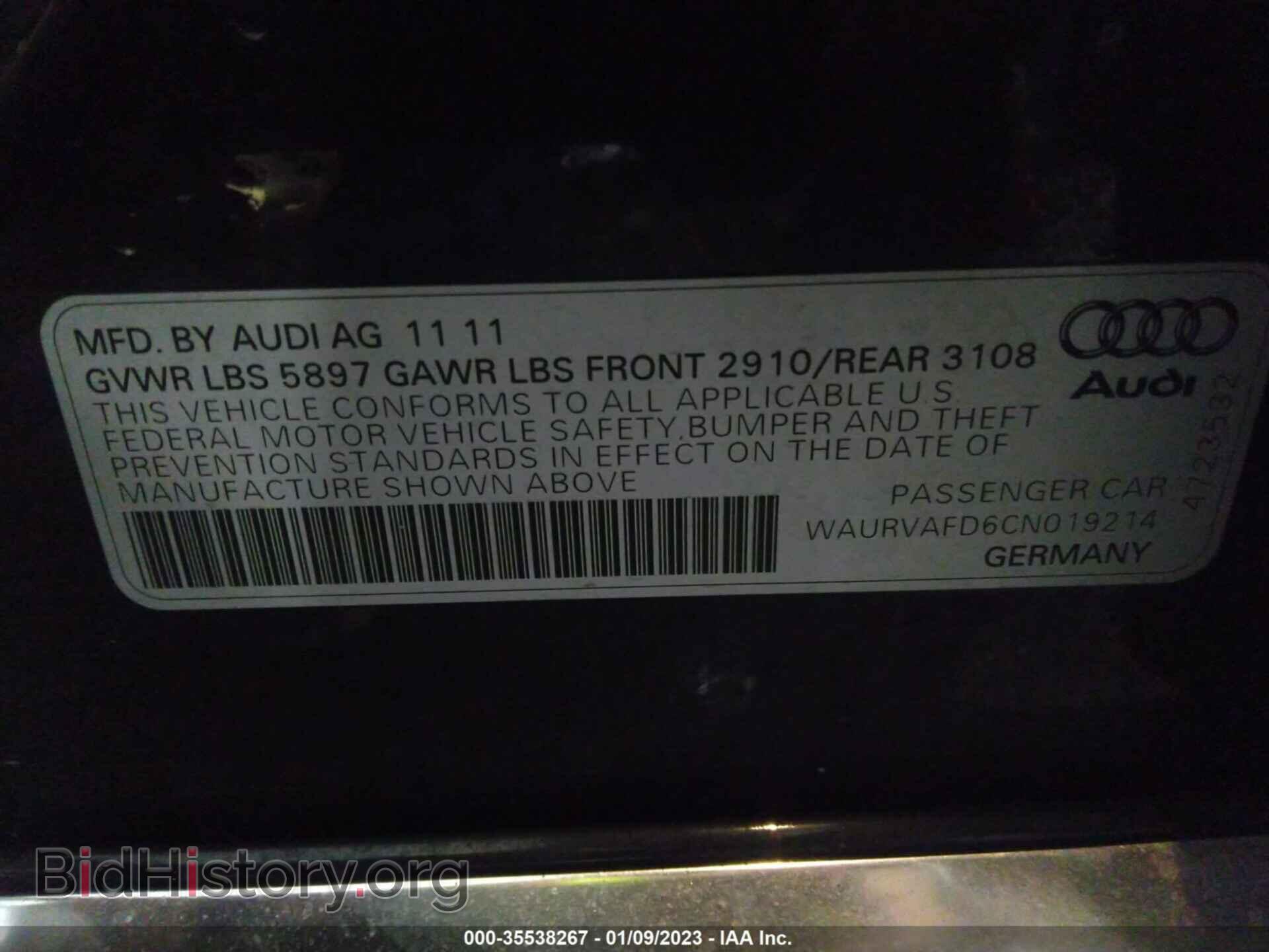 2012 AUDI A8 L - VIN: WAURVAFD6CN019214 - Фото 9