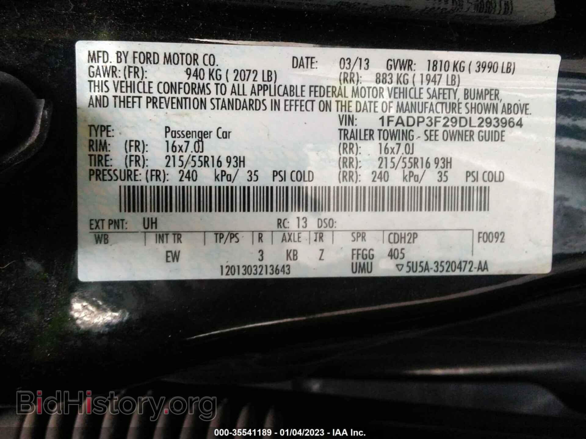 2013 FORD FOCUS - VIN: 1FADP3F29DL293964 - Фото 9