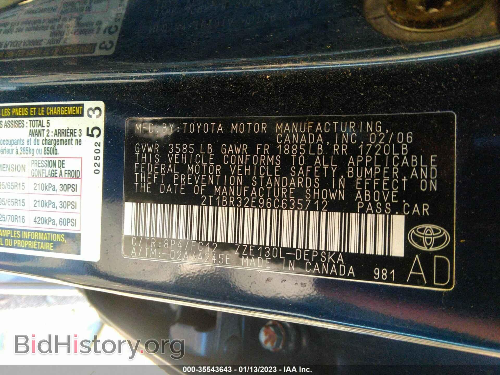 2006 TOYOTA COROLLA - VIN: 2T1BR32E96C635712 - Фото 9