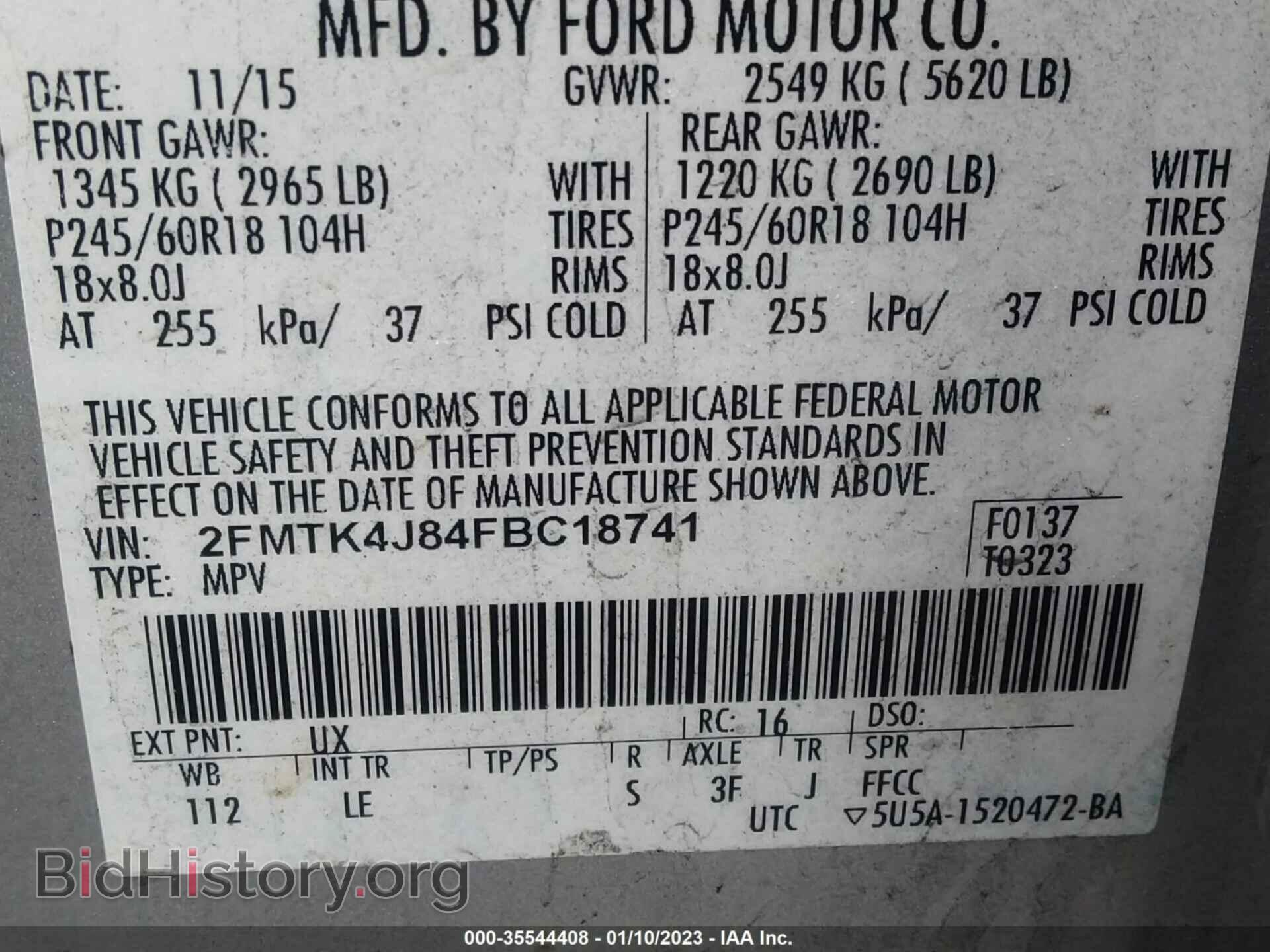 2015 FORD EDGE - VIN: 2FMTK4J84FBC18741 - Photo 9