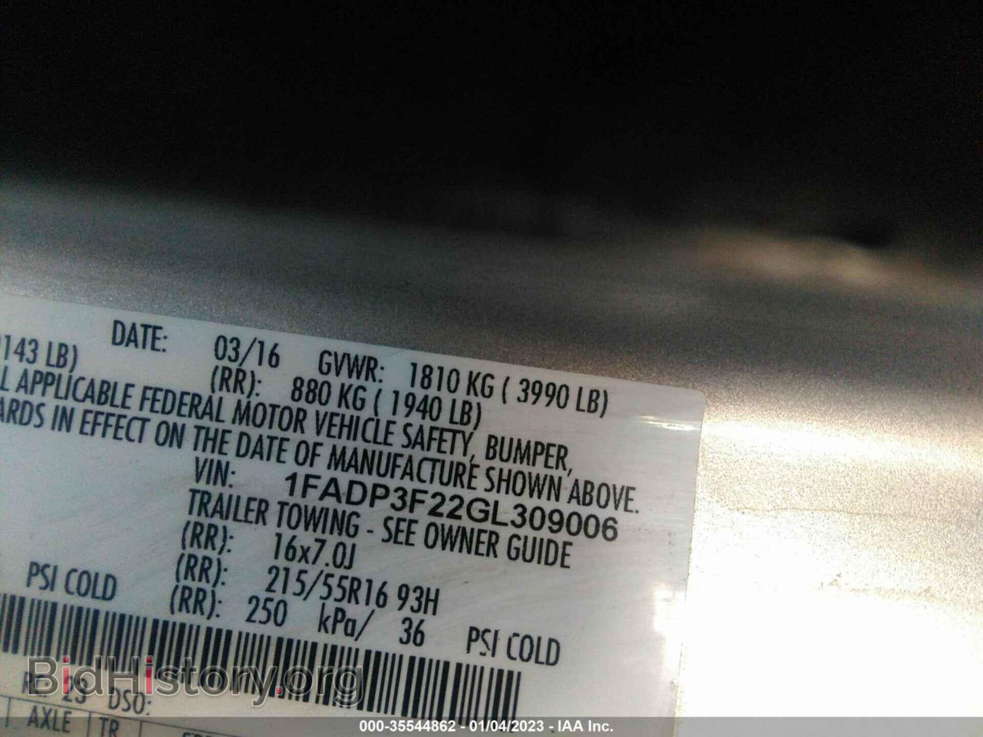 2016 FORD FOCUS - VIN: 1FADP3F22GL309006 - Фото 9