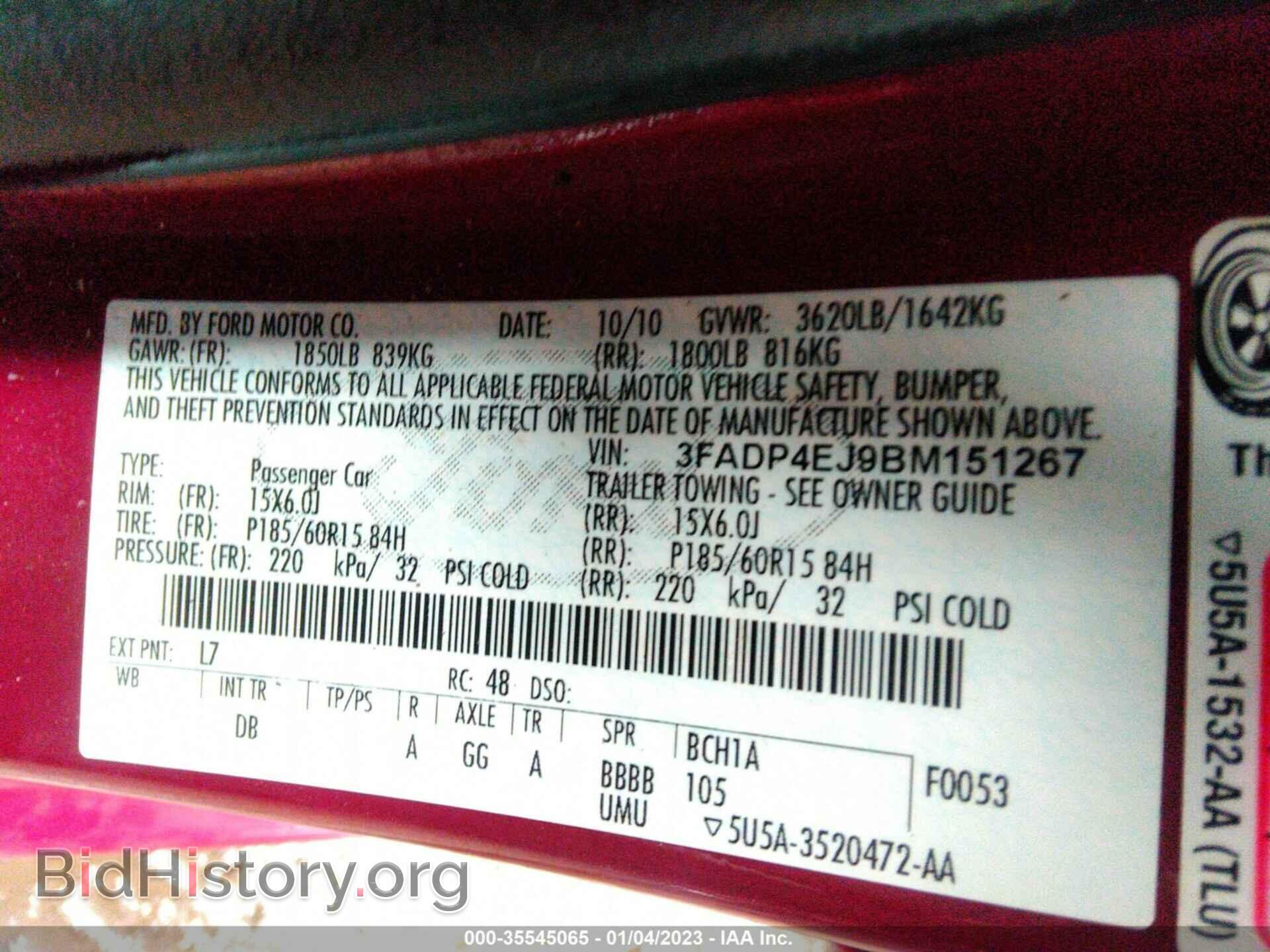 2011 FORD FIESTA - VIN: 3FADP4EJ9BM151267 - Фото 9