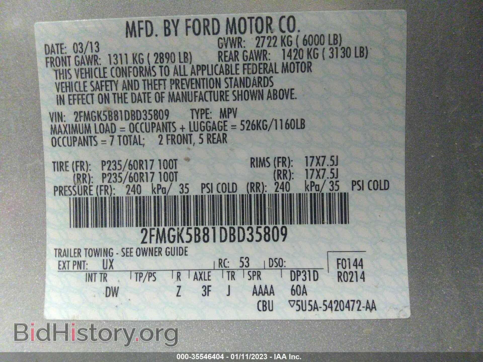 2013 FORD FLEX - VIN: 2FMGK5B81DBD35809 - Фото 9