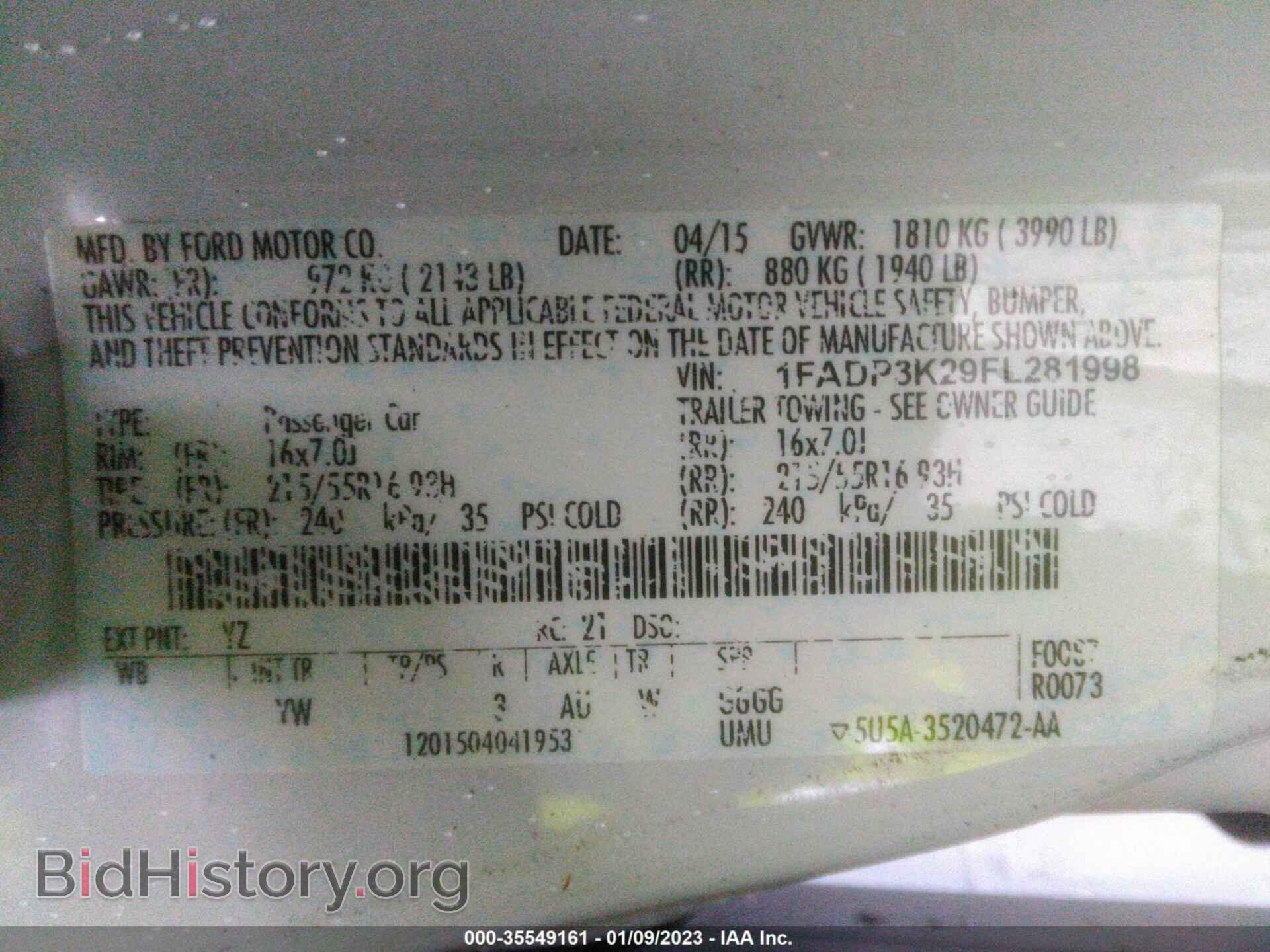 2015 FORD FOCUS - VIN: 1FADP3K29FL281998 - Фото 9