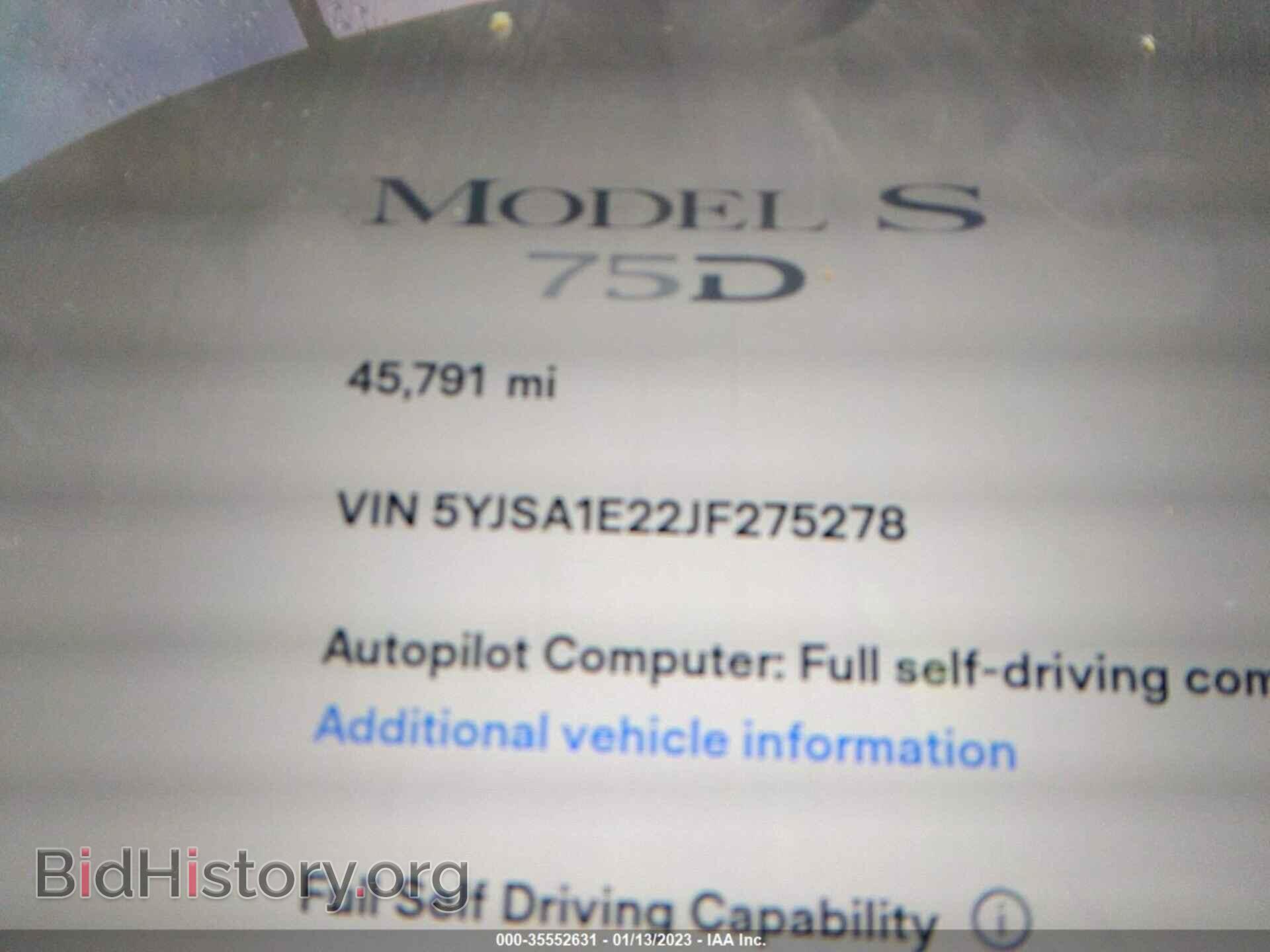 2018 TESLA MODEL S - VIN: 5YJSA1E22JF275278 - Фото 7