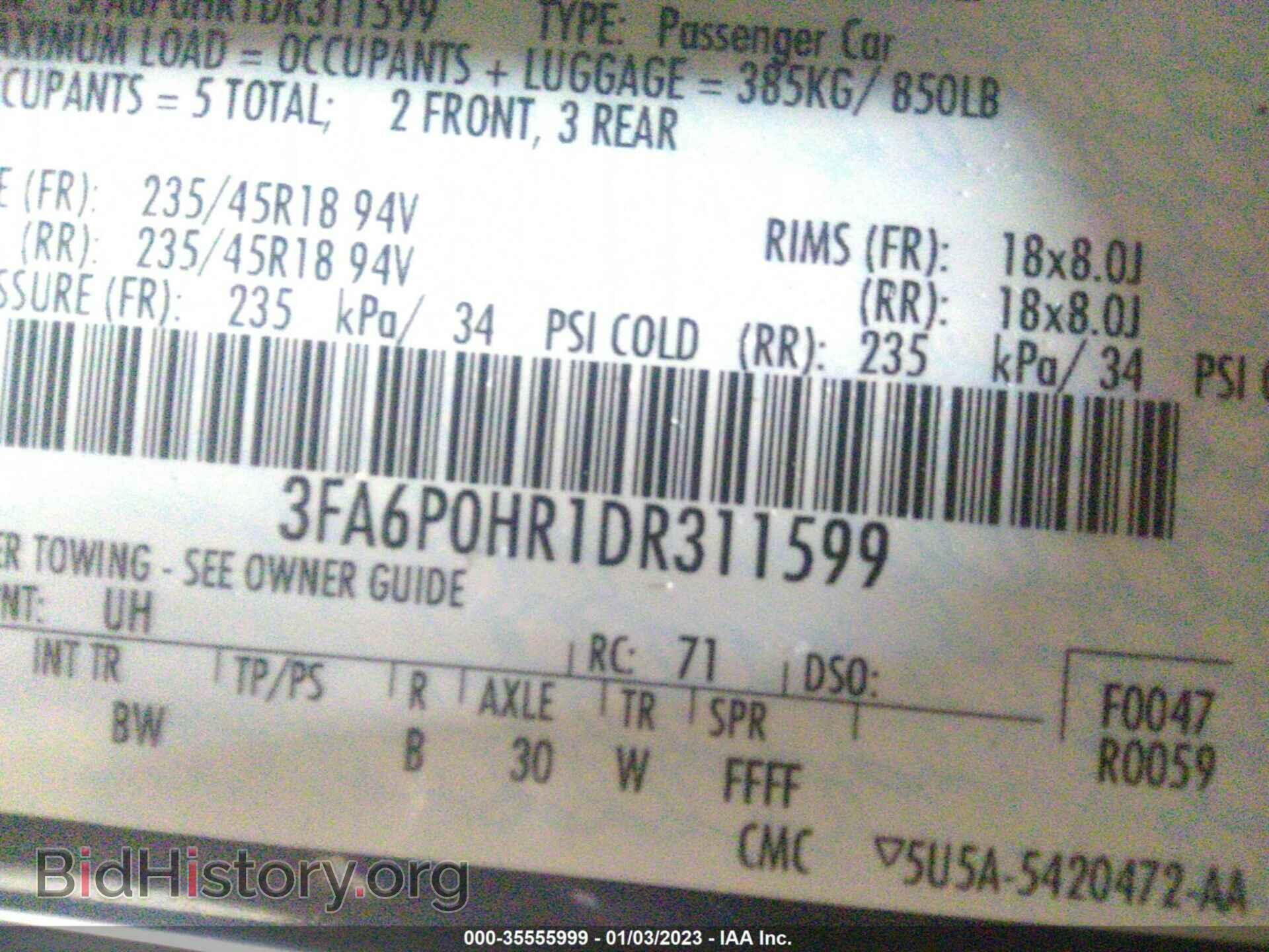 2013 FORD FUSION - VIN: 3FA6P0HR1DR311599 - Photo 9
