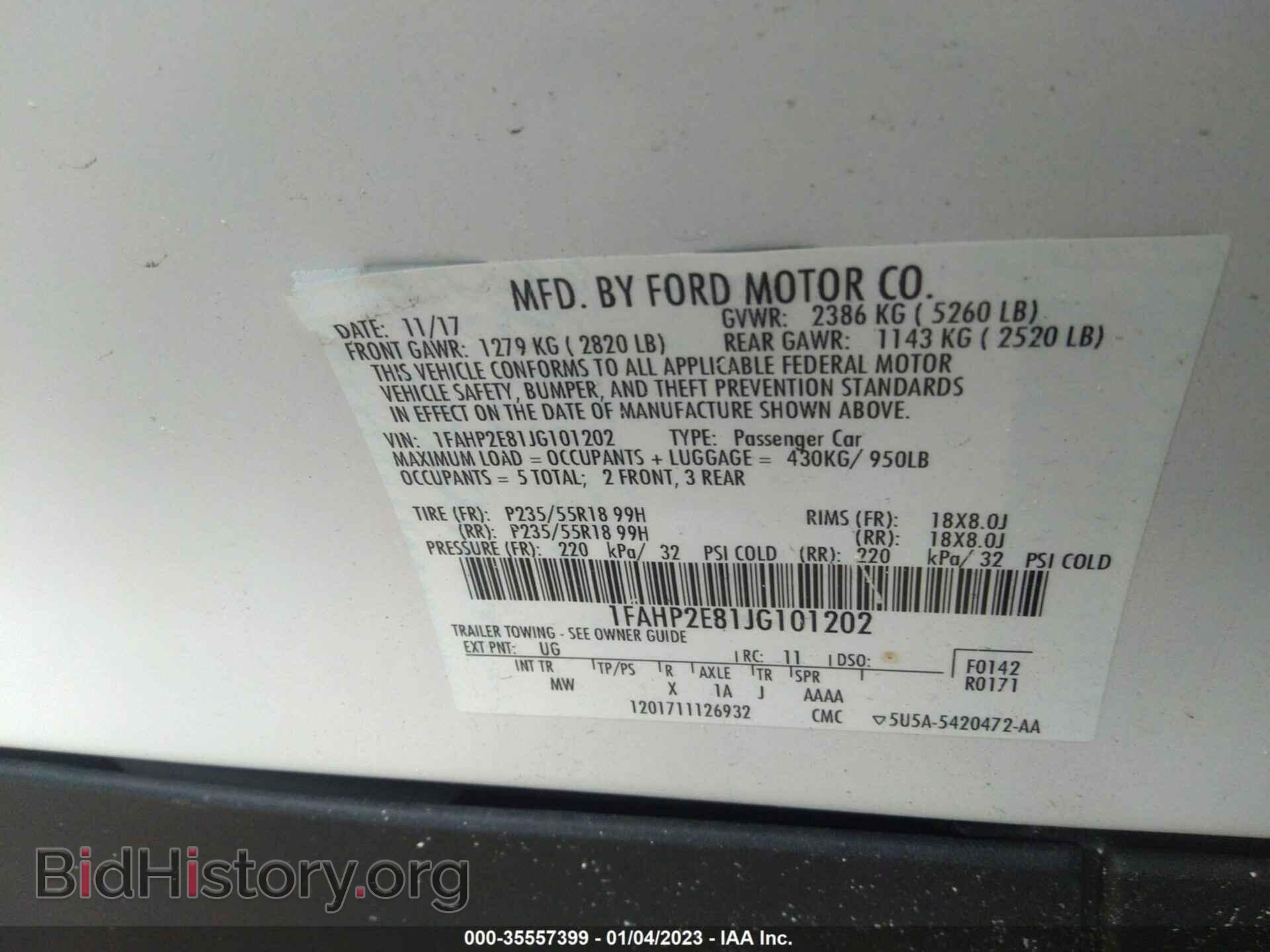 2018 FORD TAURUS - VIN: 1FAHP2E81JG101202 - Photo 9