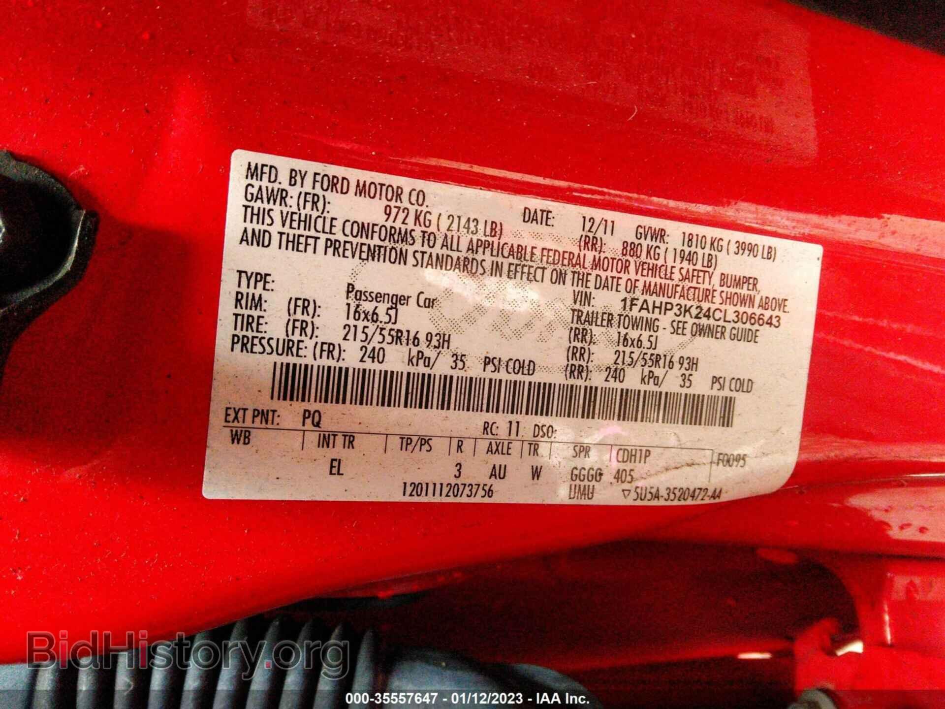 2012 FORD FOCUS - VIN: 1FAHP3K24CL306643 - Фото 9