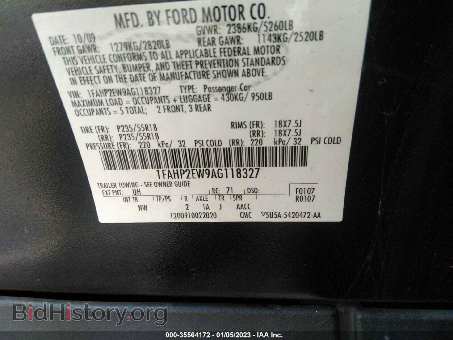2010 FORD TAURUS - VIN: 1FAHP2EW9AG118327 - Фото 9