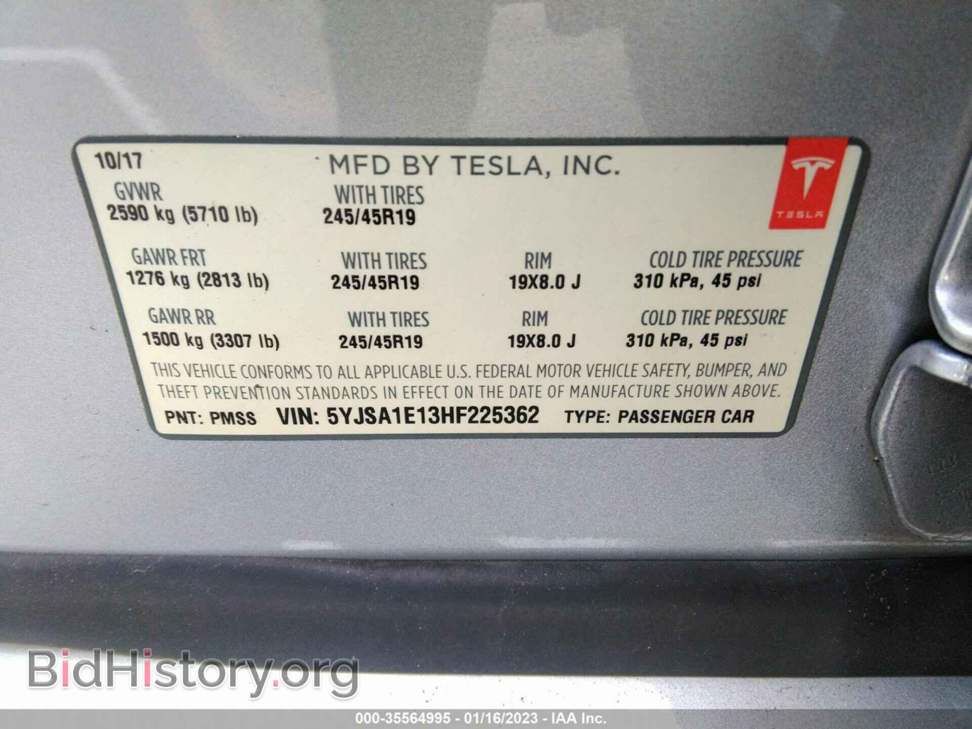2017 TESLA MODEL S - VIN: 5YJSA1E13HF225362 - Фото 9