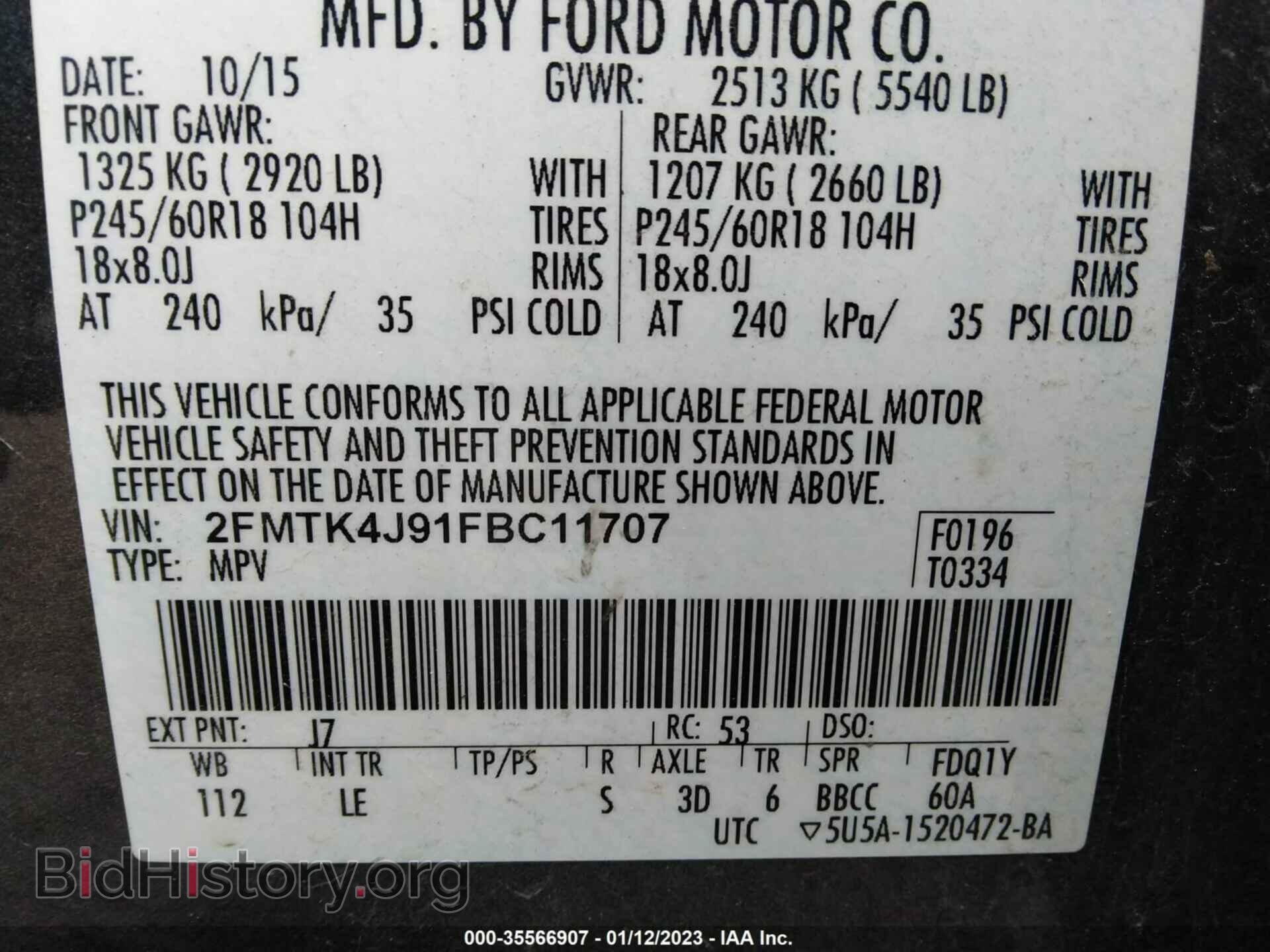 2015 FORD EDGE - VIN: 2FMTK4J91FBC11707 - Photo 9
