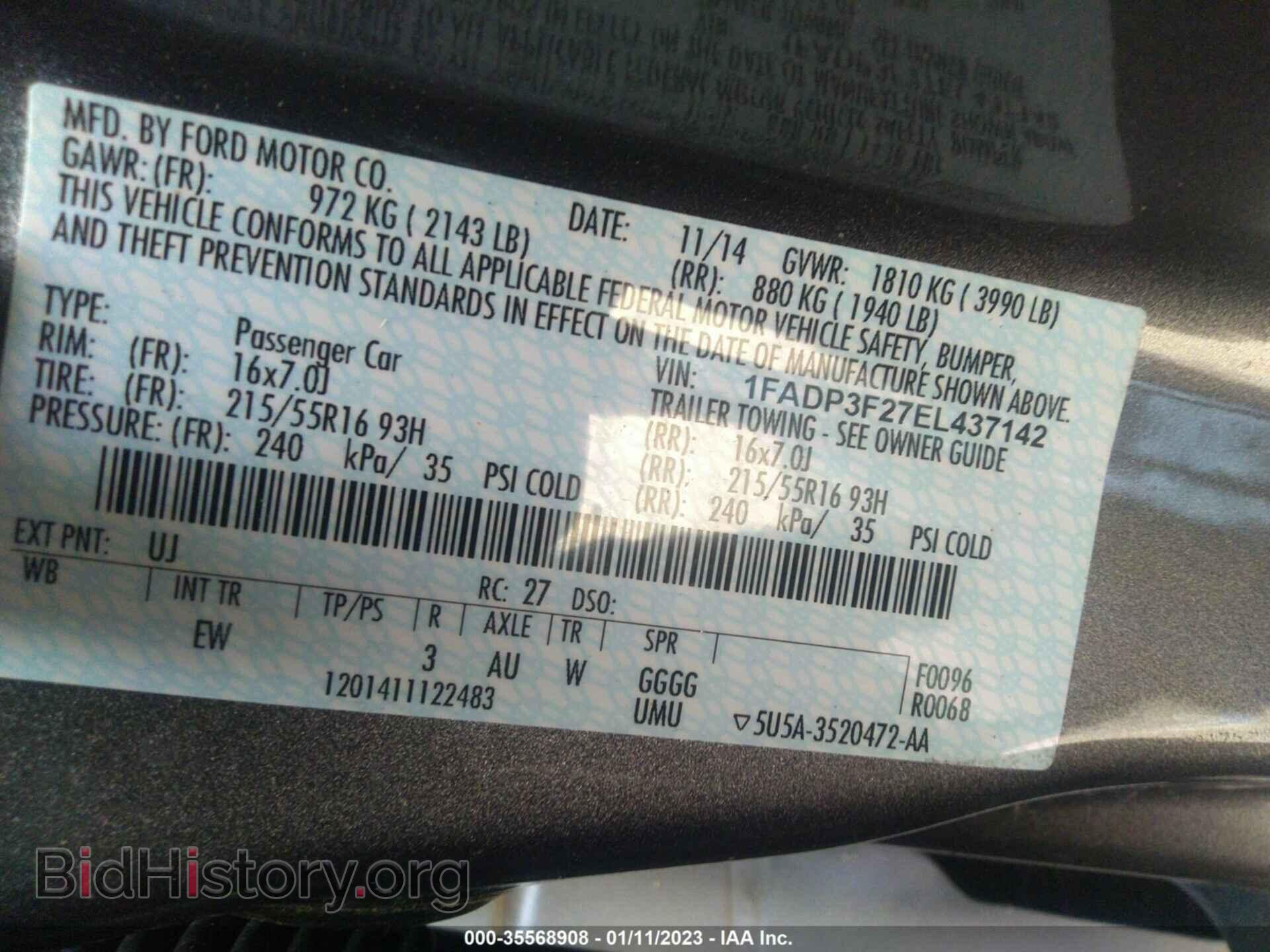 2014 FORD FOCUS - VIN: 1FADP3F27EL437142 - Фото 9