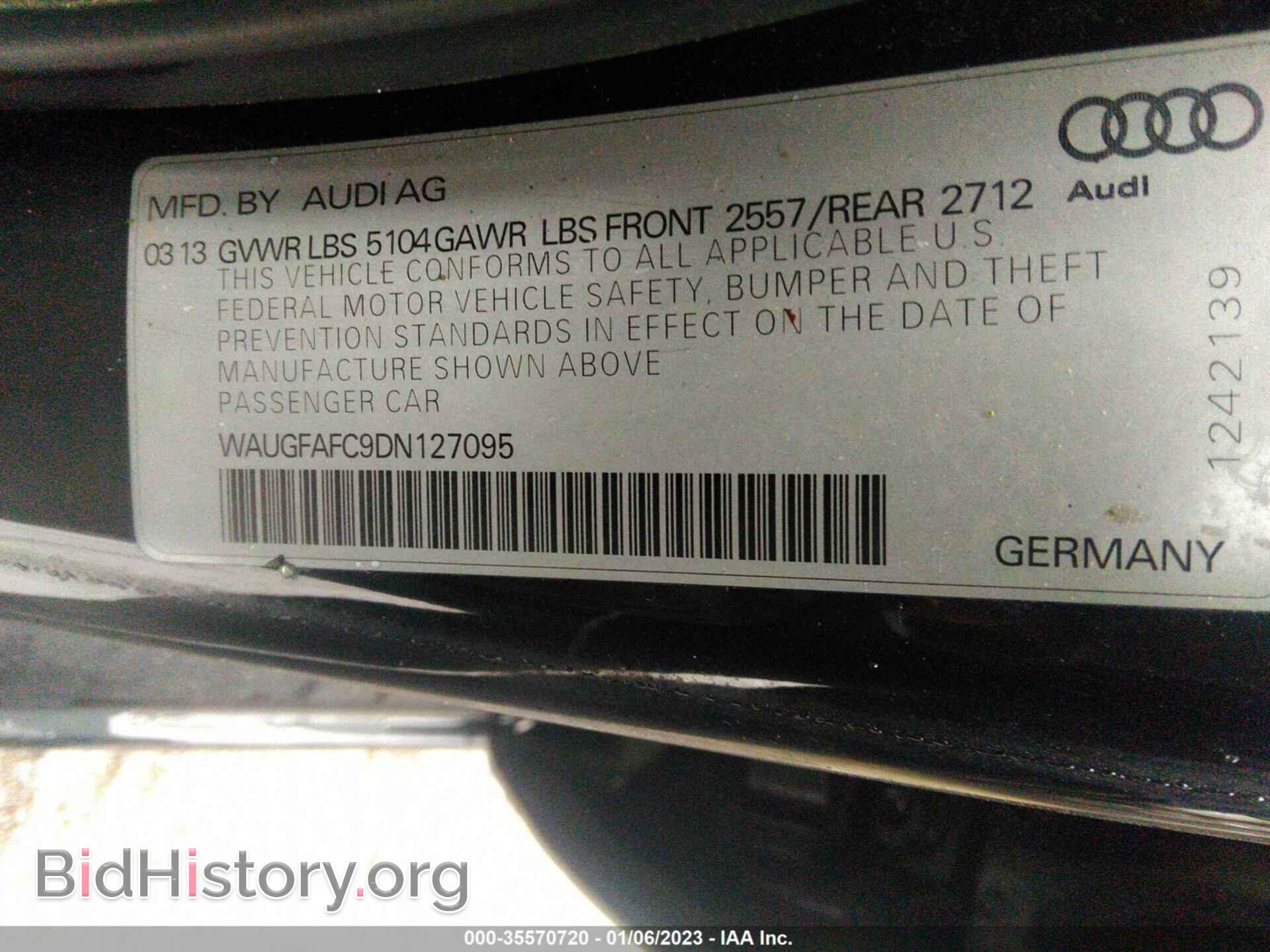 2013 AUDI A6 - VIN: WAUGFAFC9DN127095 - Фото 9