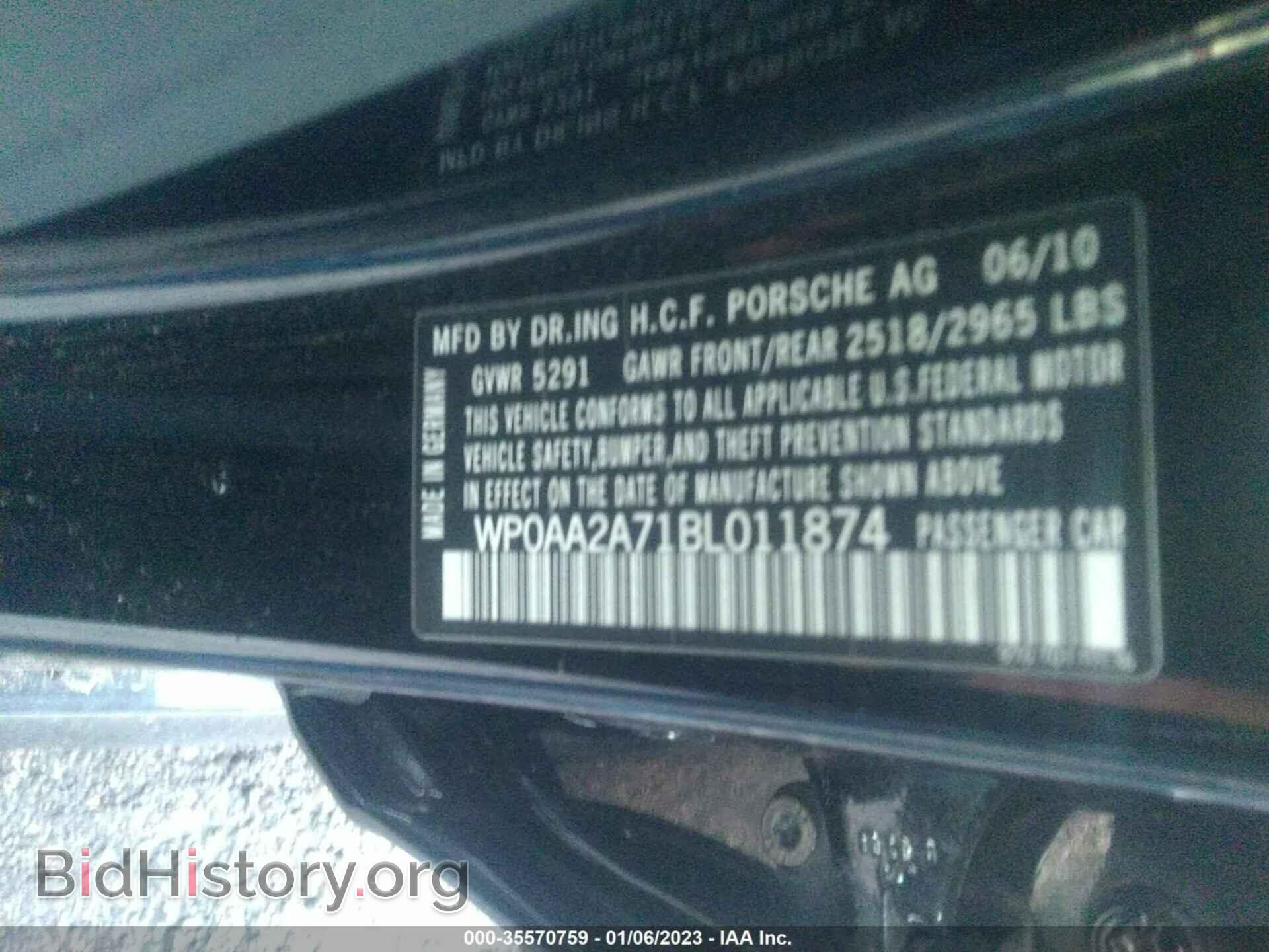 2011 PORSCHE PANAMERA - VIN: WP0AA2A71BL011874 - Фото 9