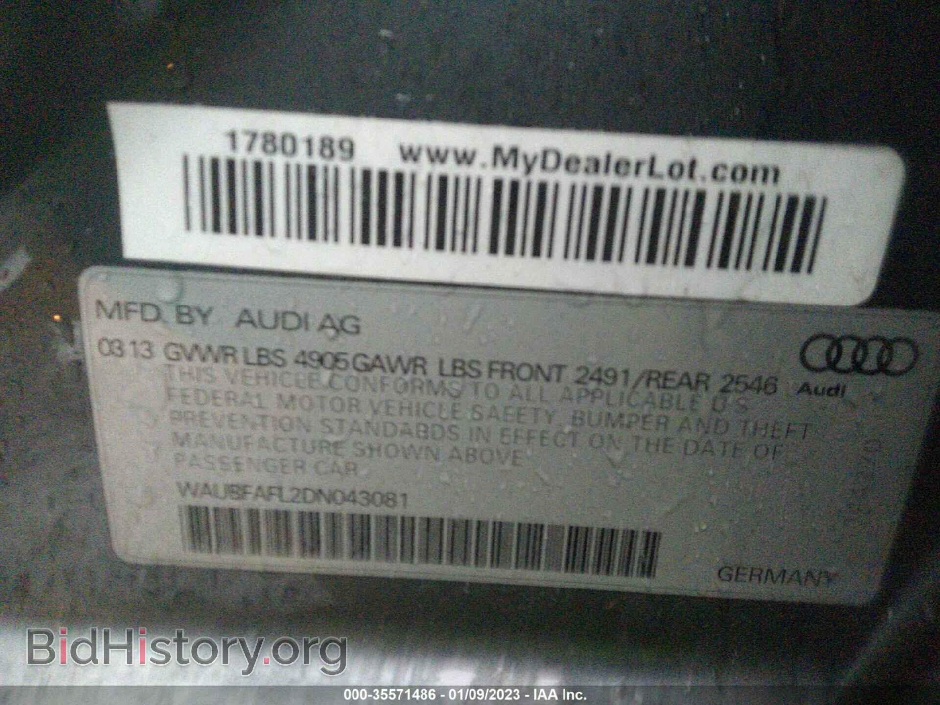 2013 AUDI A4 - VIN: WAUBFAFL2DN043081 - Photo 9