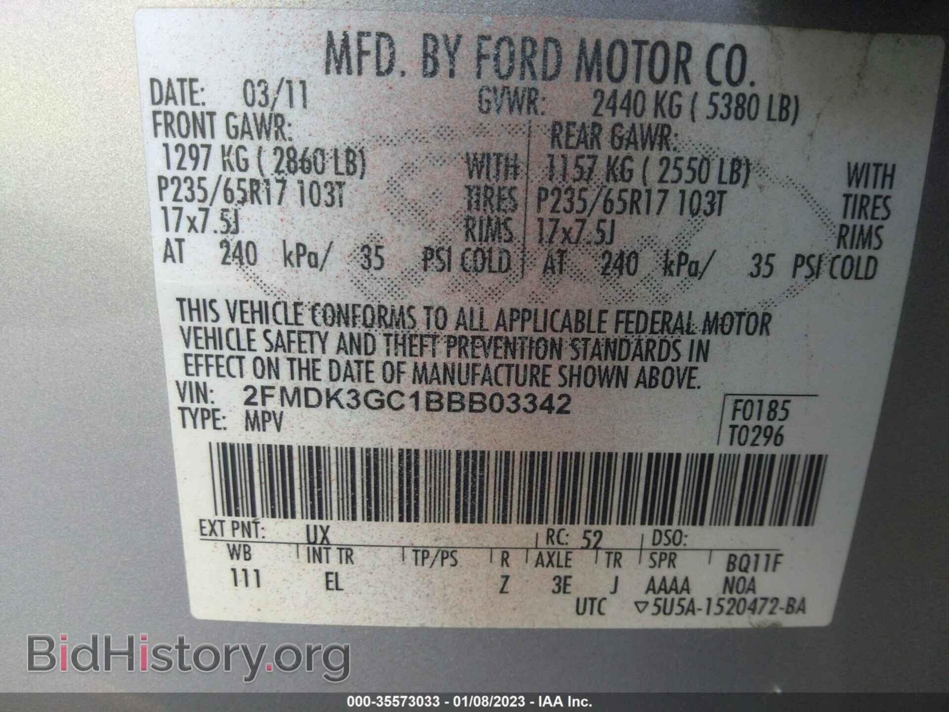 2011 FORD EDGE - VIN: 2FMDK3GC1BBB03342 - Photo 9