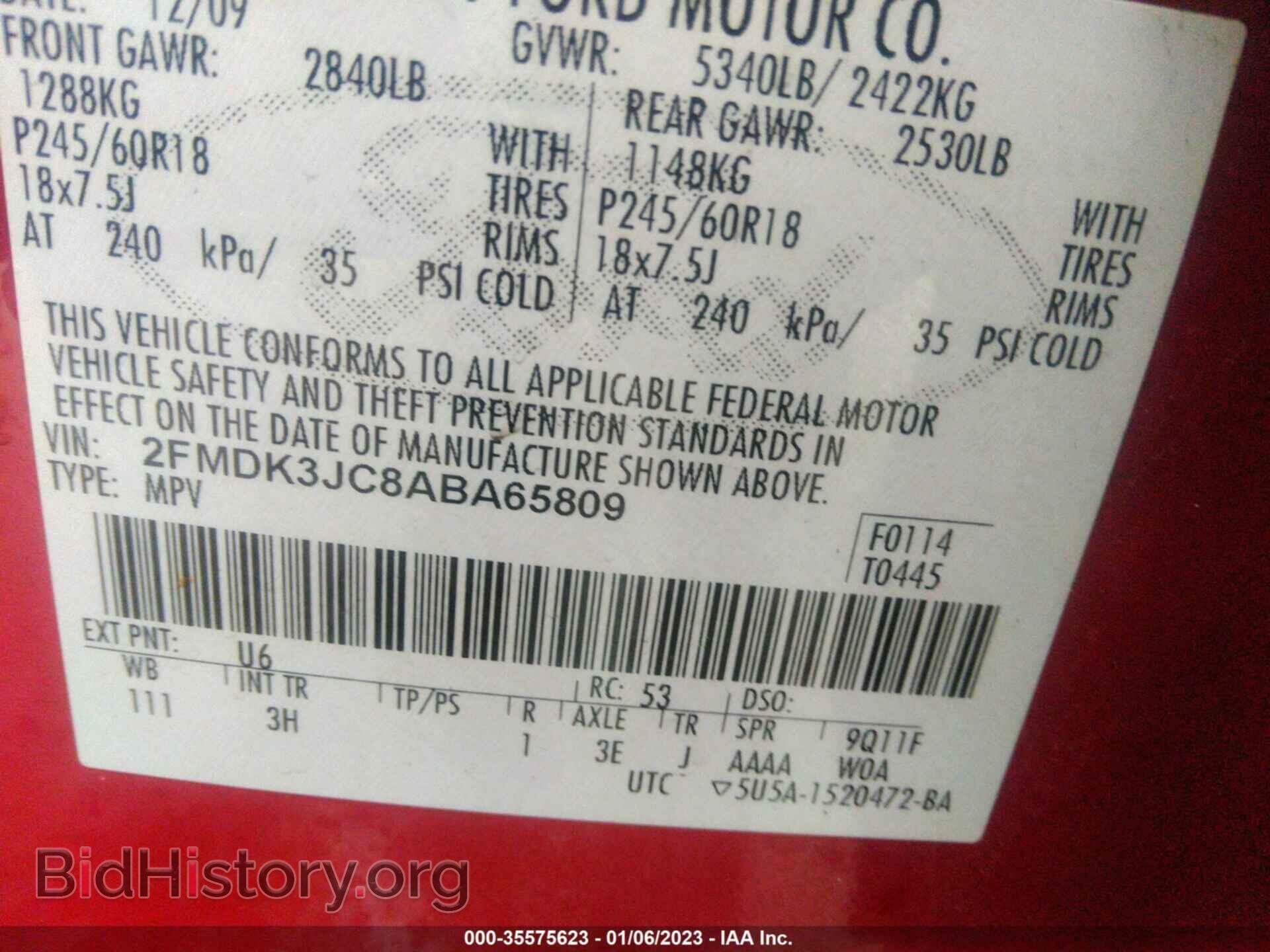 2010 FORD EDGE - VIN: 2FMDK3JC8ABA65809 - Фото 9