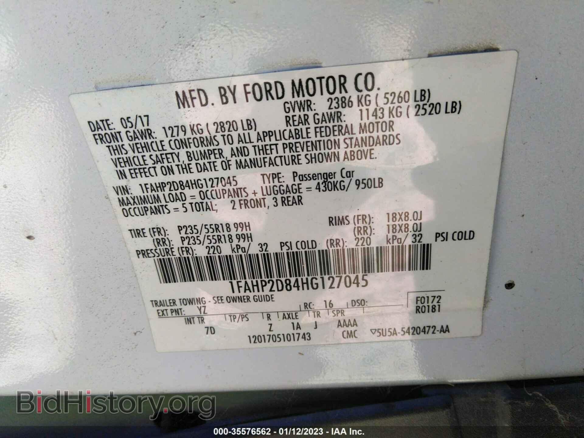 2017 FORD TAURUS - VIN: 1FAHP2D84HG127045 - Фото 9