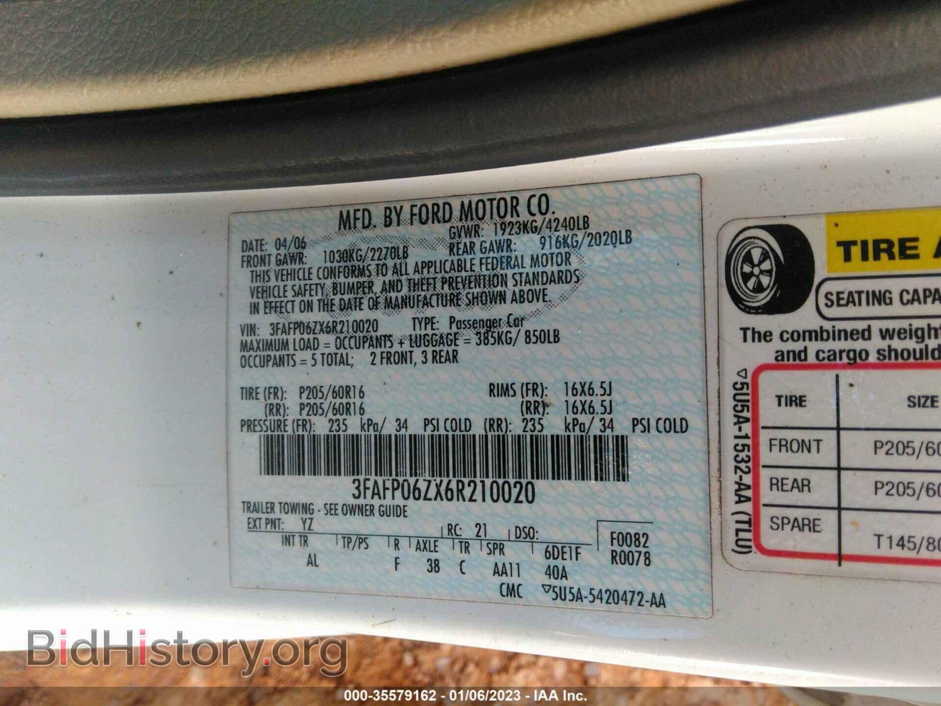 2006 FORD FUSION - VIN: 3FAFP06ZX6R210020 - Фото 9