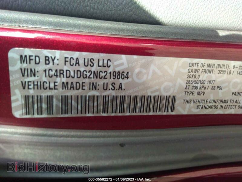 2022 Dodge DURANGO (VIN 1C4RDJDG2NC219864) — photo 9 of 11