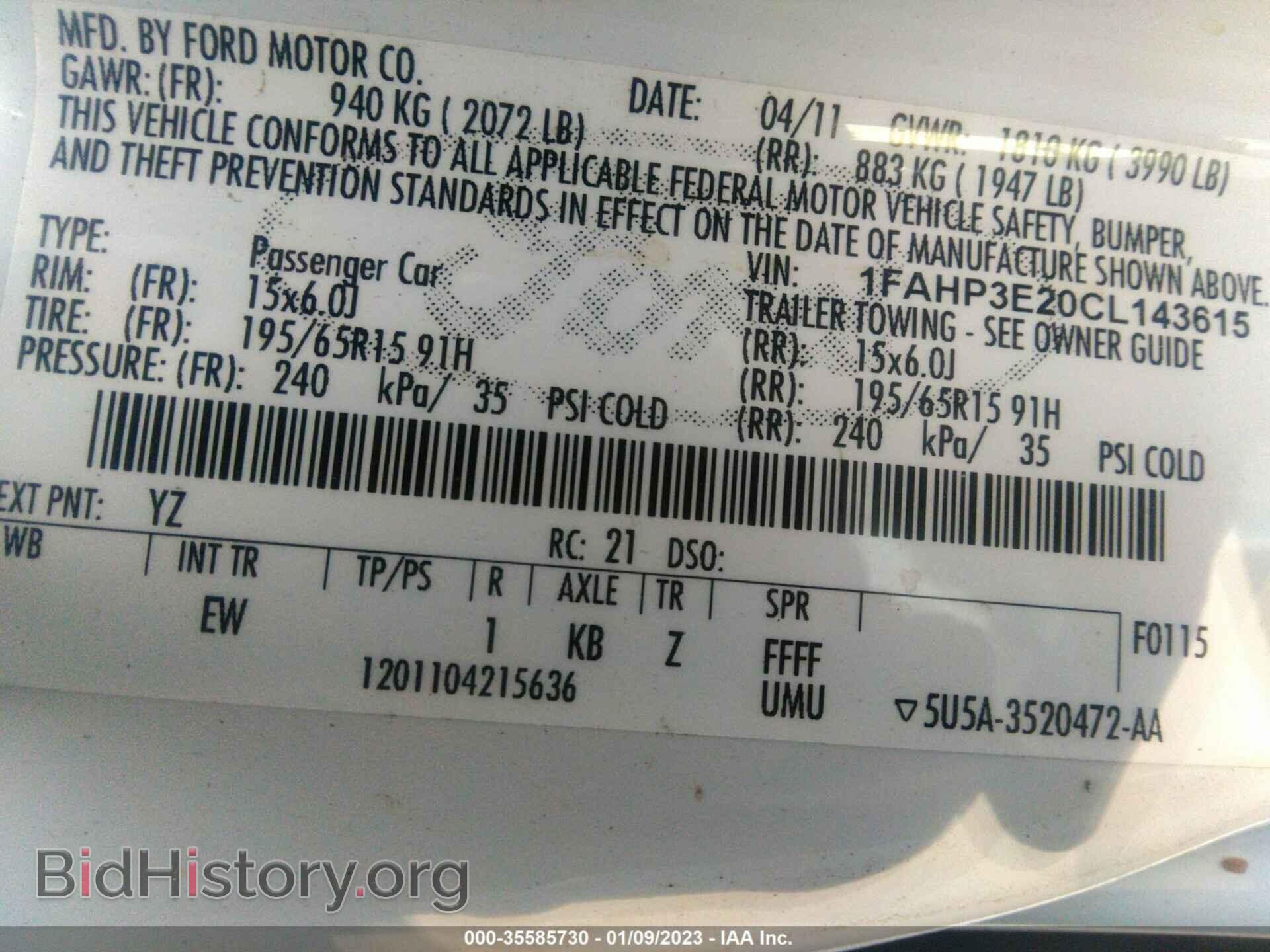 2012 FORD FOCUS - VIN: 1FAHP3E20CL143615 - Фото 9