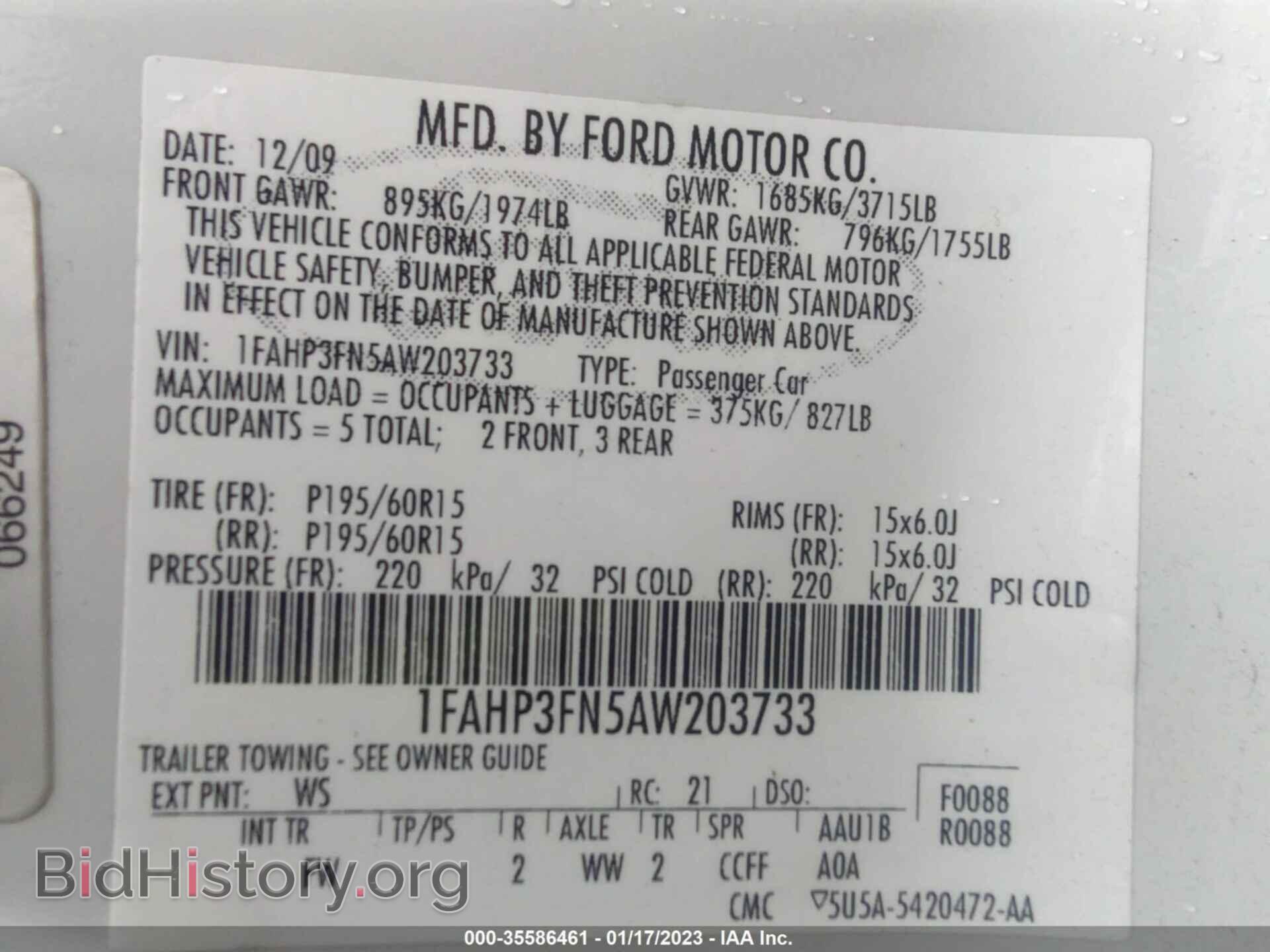 2010 FORD FOCUS - VIN: 1FAHP3FN5AW203733 - Фото 9