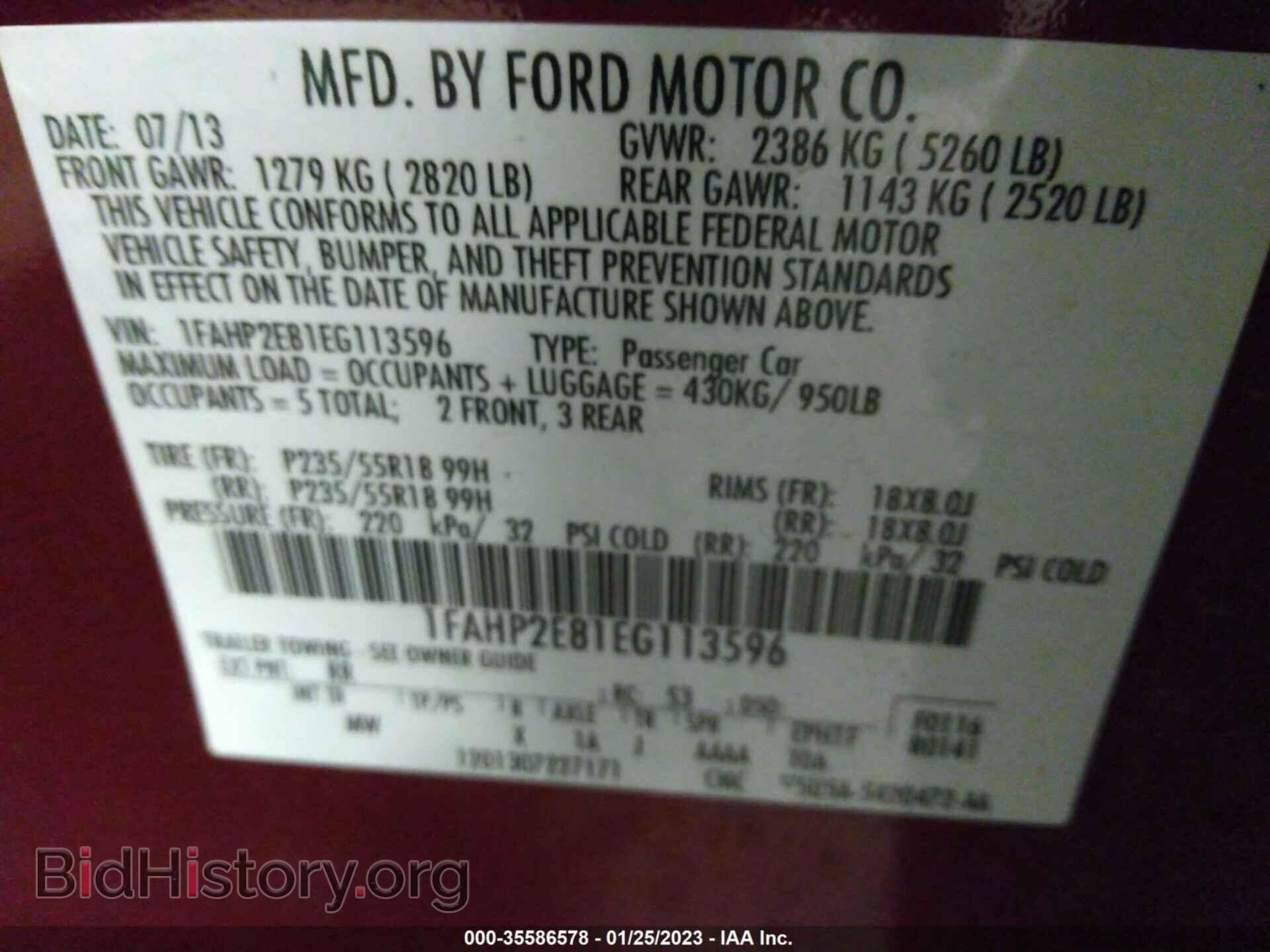2014 FORD TAURUS - VIN: 1FAHP2E81EG113596 - Фото 9