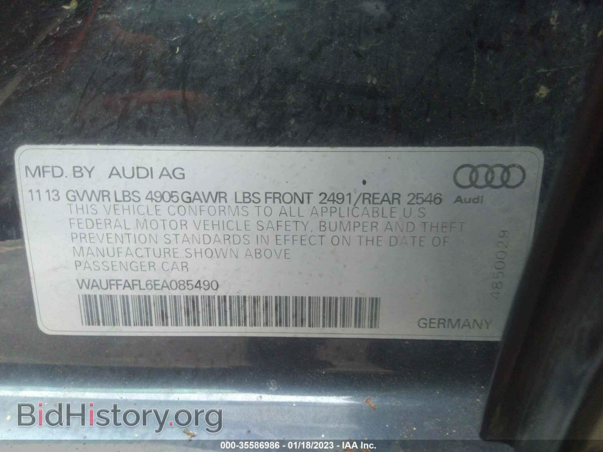 2014 AUDI A4 - VIN: WAUFFAFL6EA085490 - Фото 9