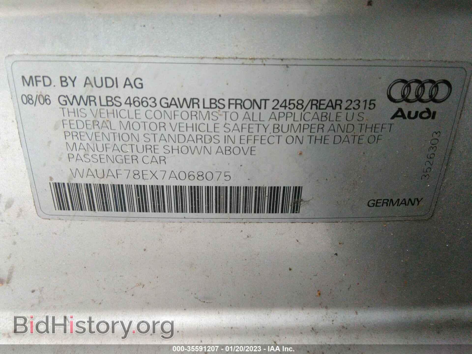 2007 AUDI A4 - VIN: WAUAF78EX7A068075 - Фото 9