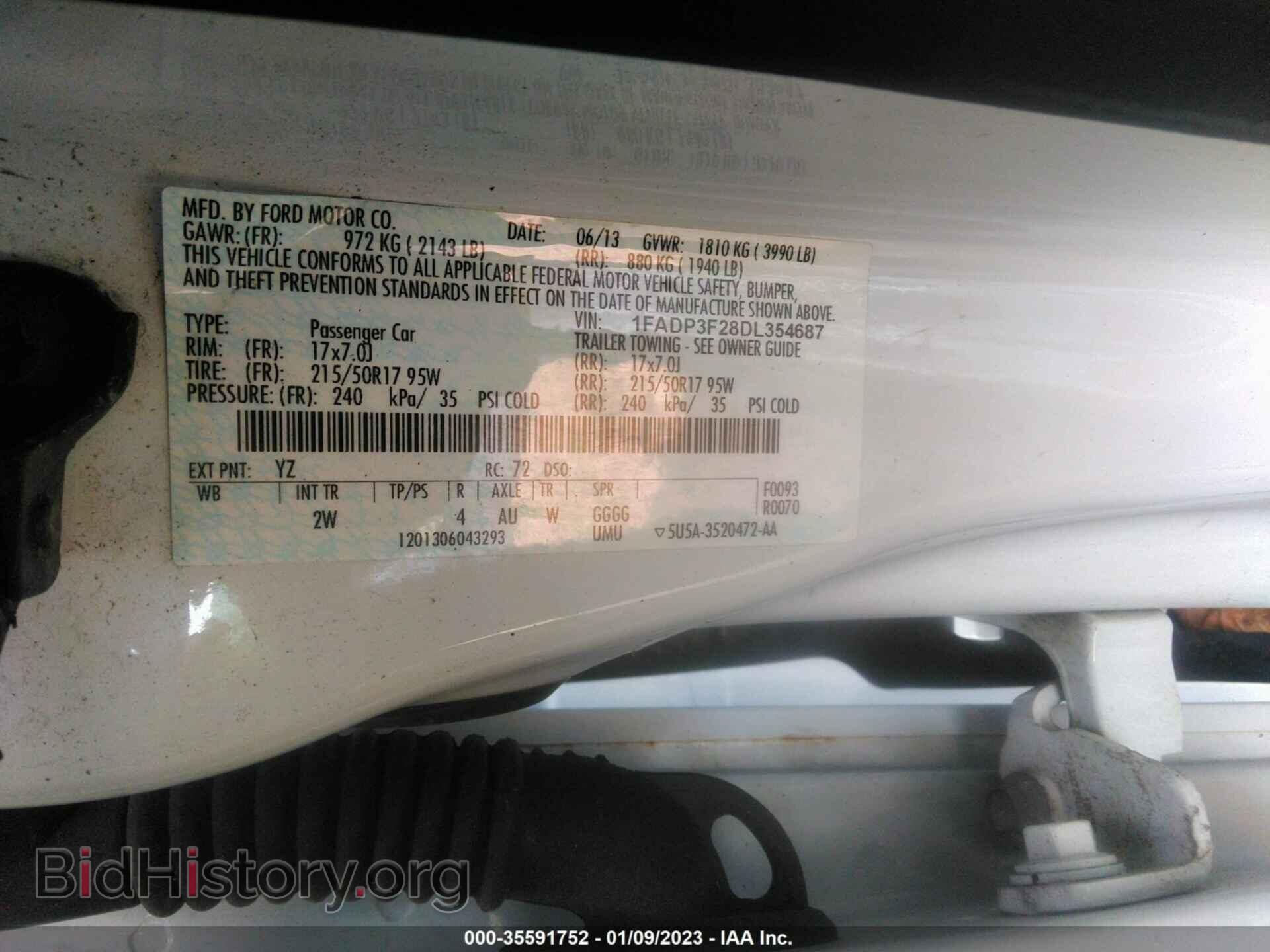 2013 FORD FOCUS - VIN: 1FADP3F28DL354687 - Фото 9