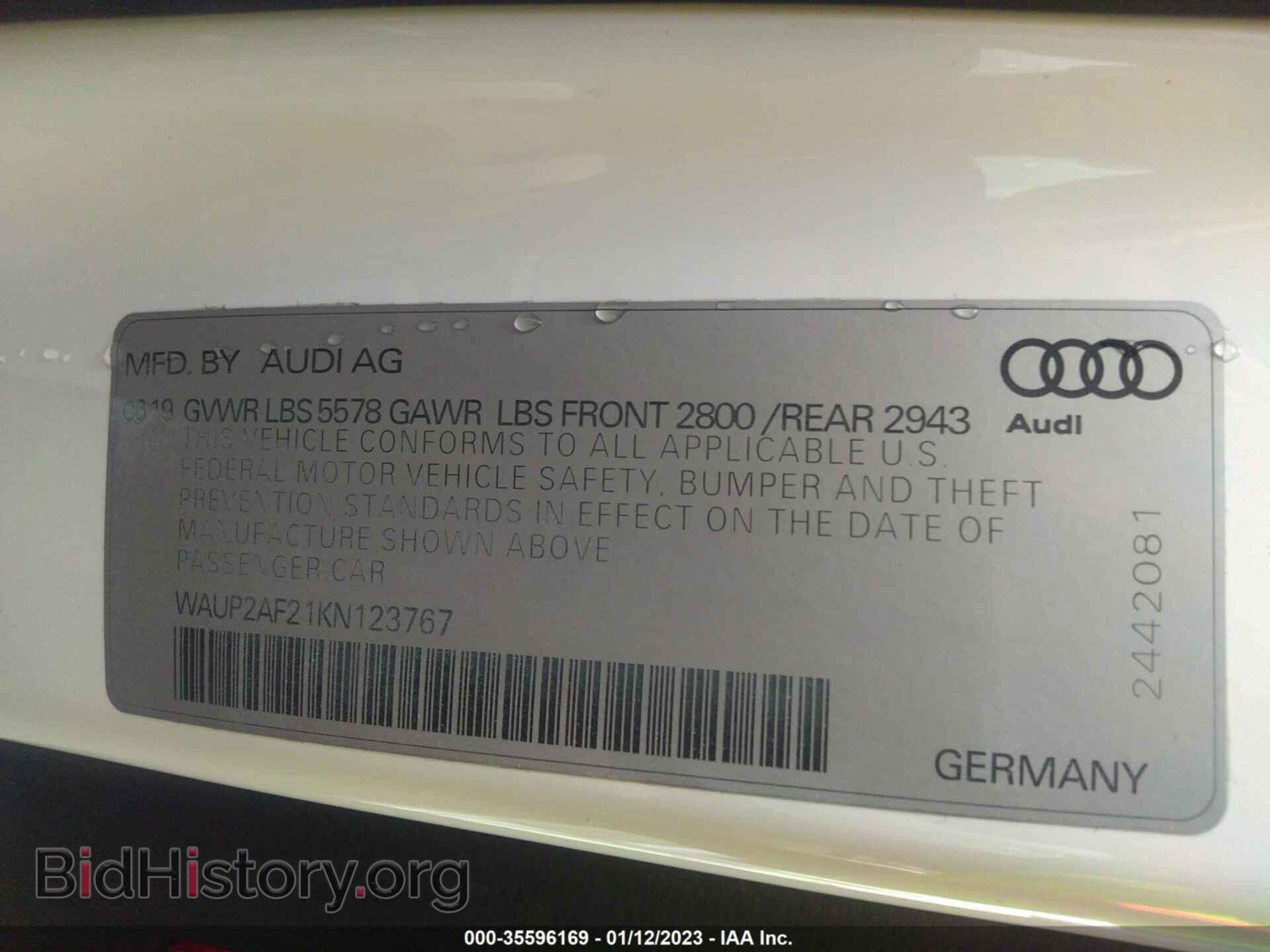 2019 AUDI A7 - VIN: WAUP2AF21KN123767 - Фото 9