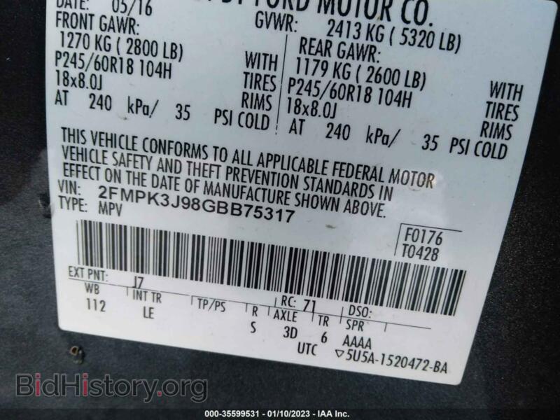 2016 Ford EDGE (VIN 2FMPK3J98GBB75317) — photo 9 of 11