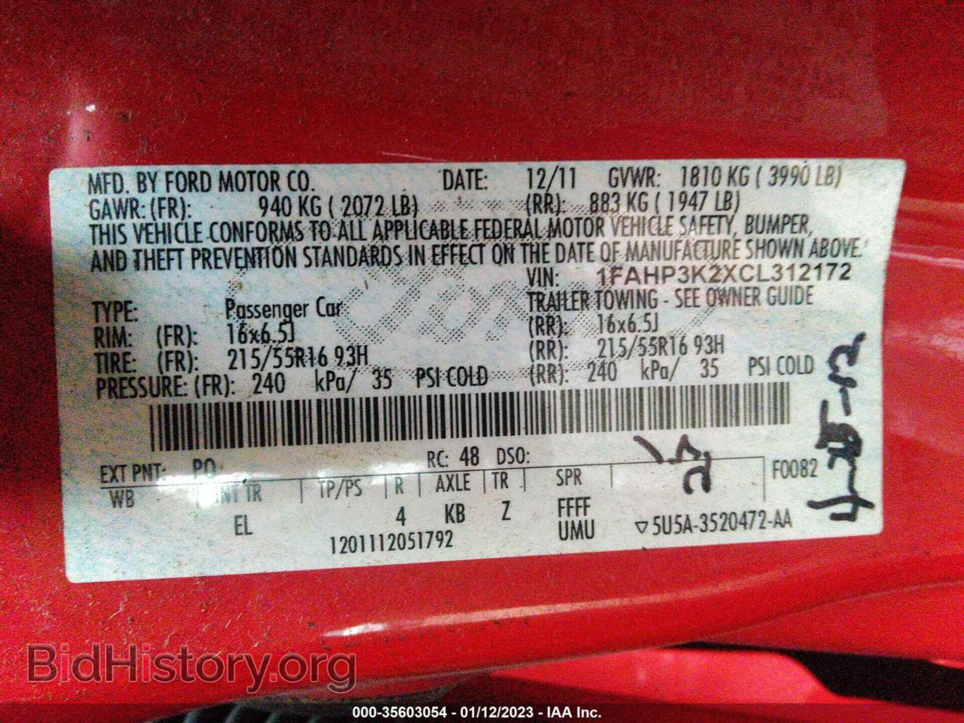 2012 FORD FOCUS - VIN: 1FAHP3K2XCL312172 - Фото 9