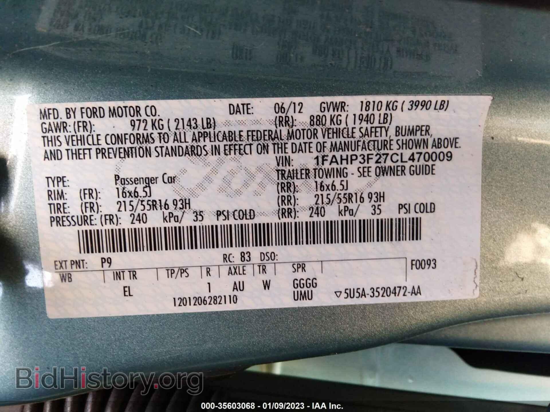 2012 FORD FOCUS - VIN: 1FAHP3F27CL470009 - Фото 9