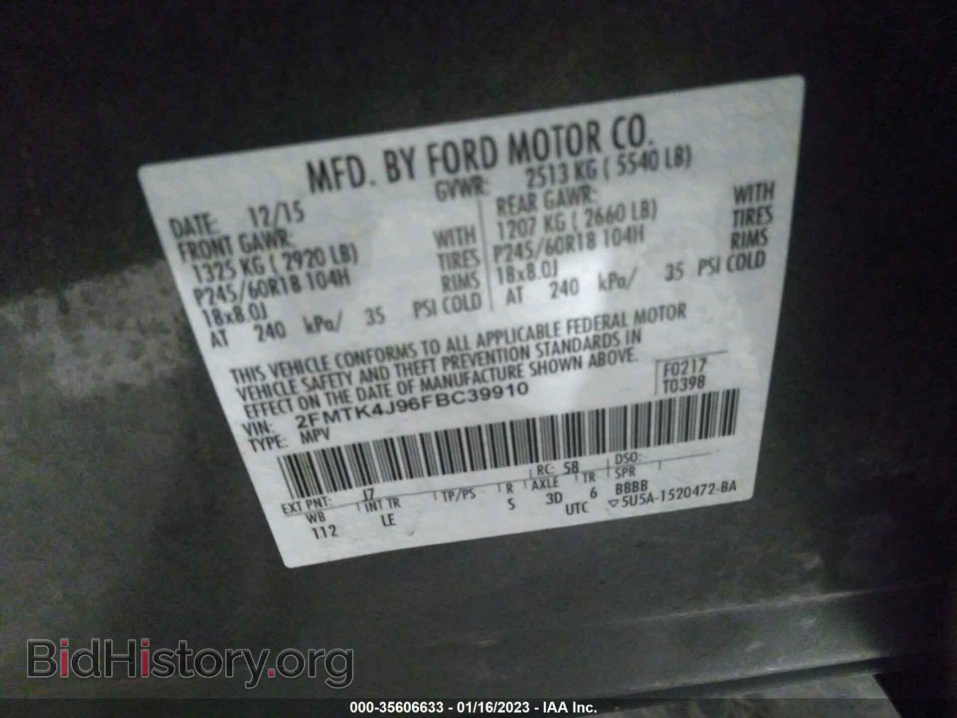 2015 FORD EDGE - VIN: 2FMTK4J96FBC39910 - Photo 9