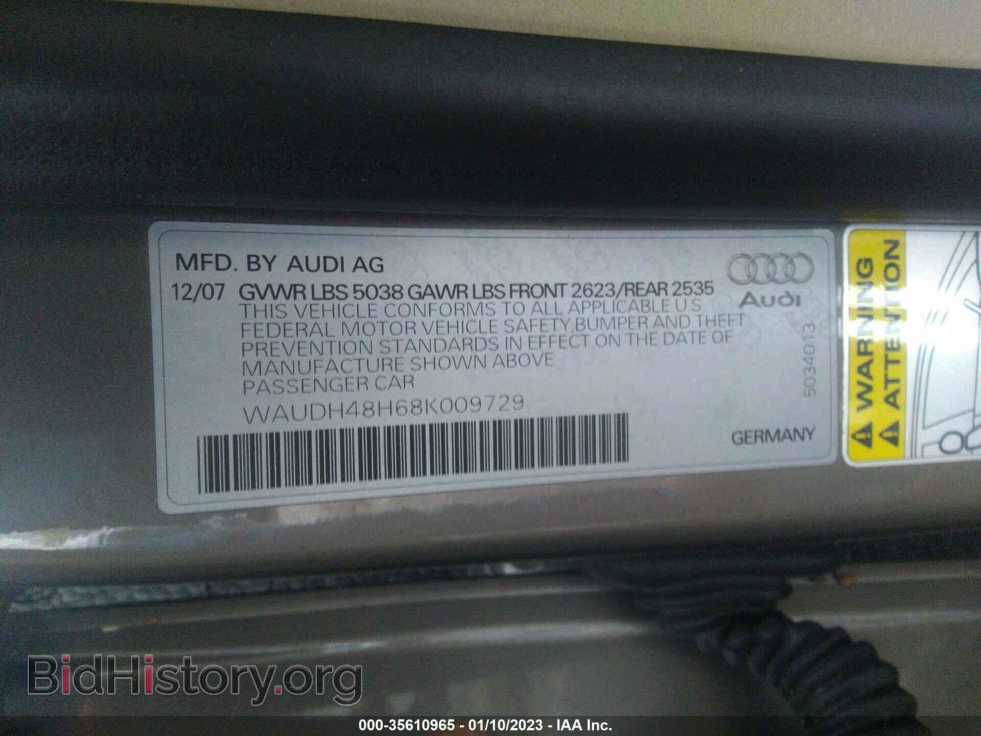 2008 AUDI A4 - VIN: WAUDH48H68K009729 - Фото 9